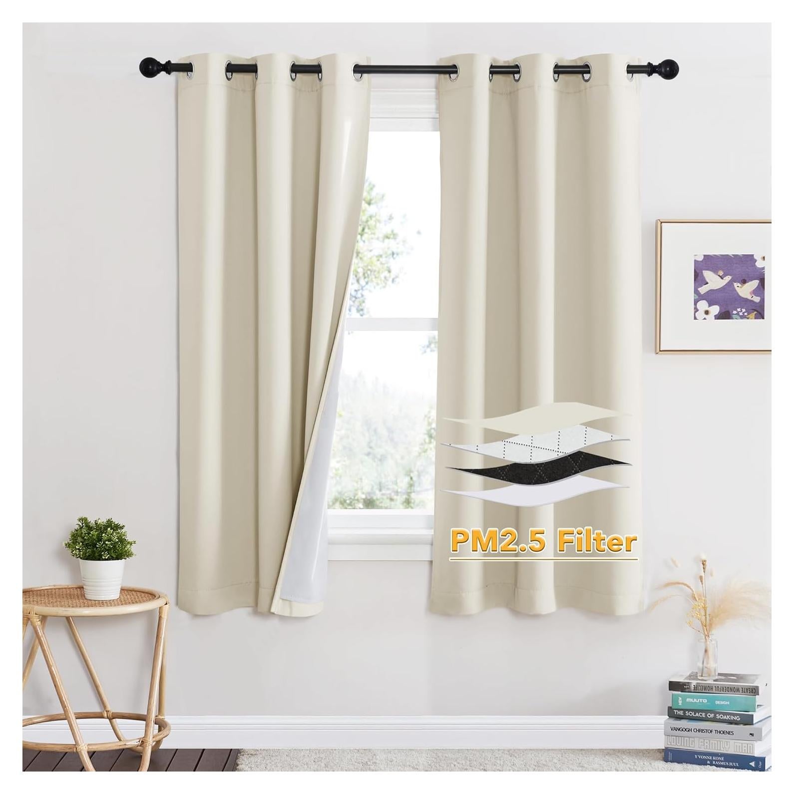 Cortinas Aislantes de Sonido RYB HOME 100% Opacas 2 Pcs Beige