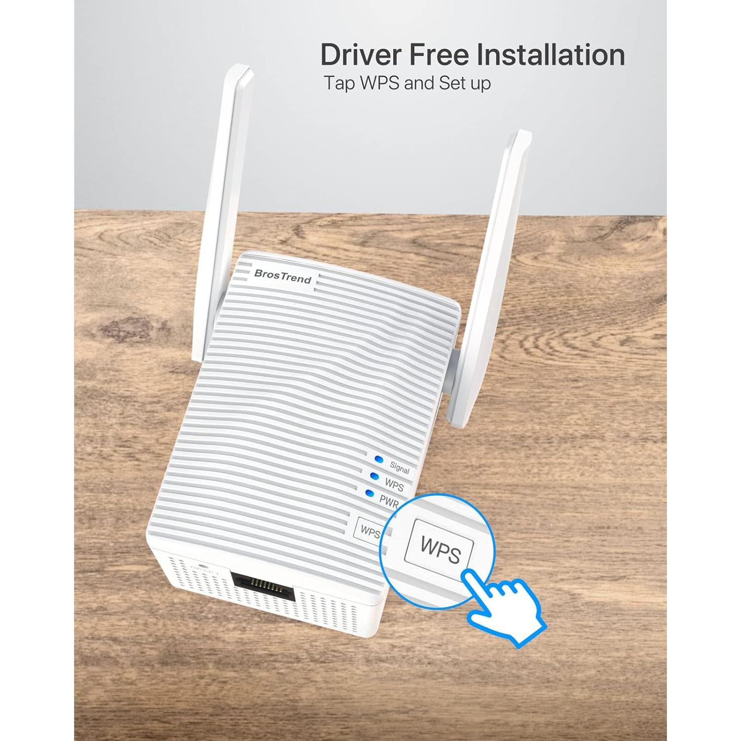 Puente WiFi Doble Banda 1200Mbps BrosTrend AC7-V2 Ethernet