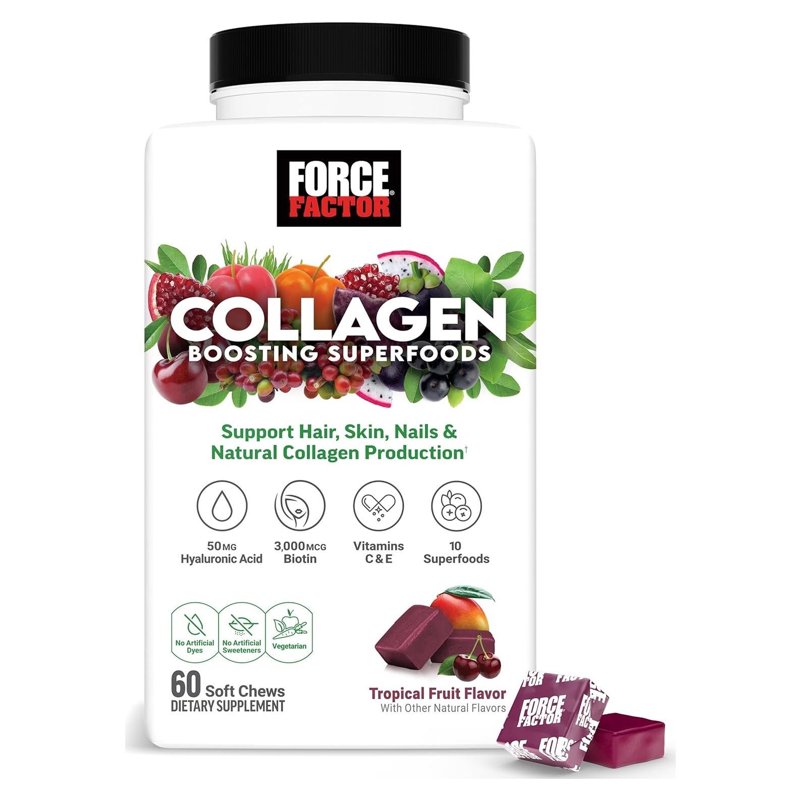 Gomas Blandas Force Factor Aumentador de Colágeno Vegano 60 Unidades