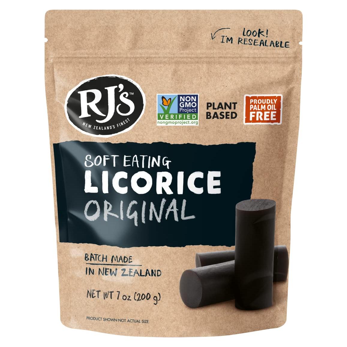 Regaliz Negro Suave RJ's Licorice 200g - Vegano y Kosher
