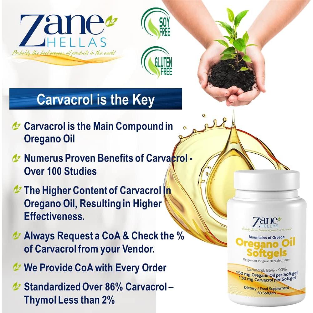 Softgels de Aceite de Orégano Zane Hellas 60 Unidades 130 mg Carvacrol