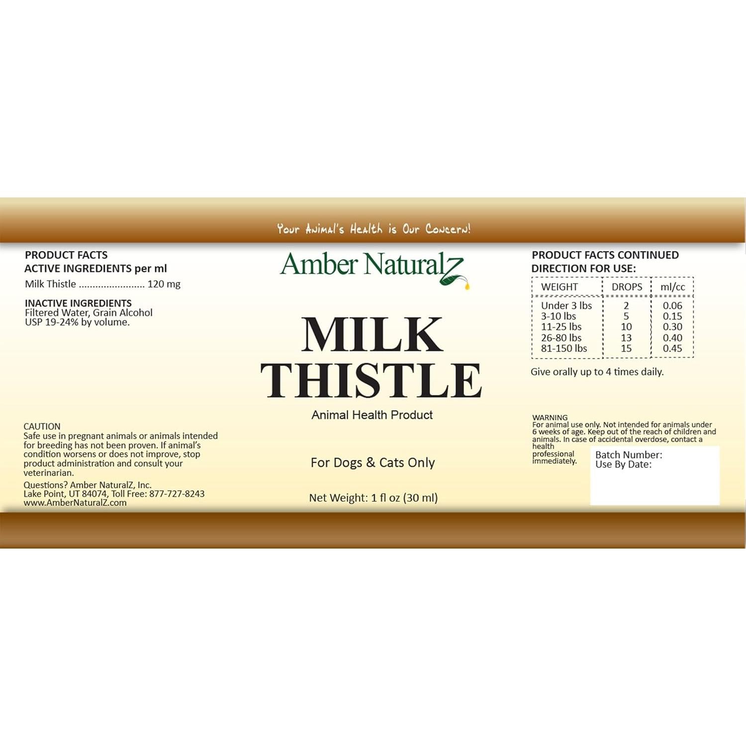 Suplemento Herbal Cardo Mariano Amber NaturalZ 30 ml para Mascotas