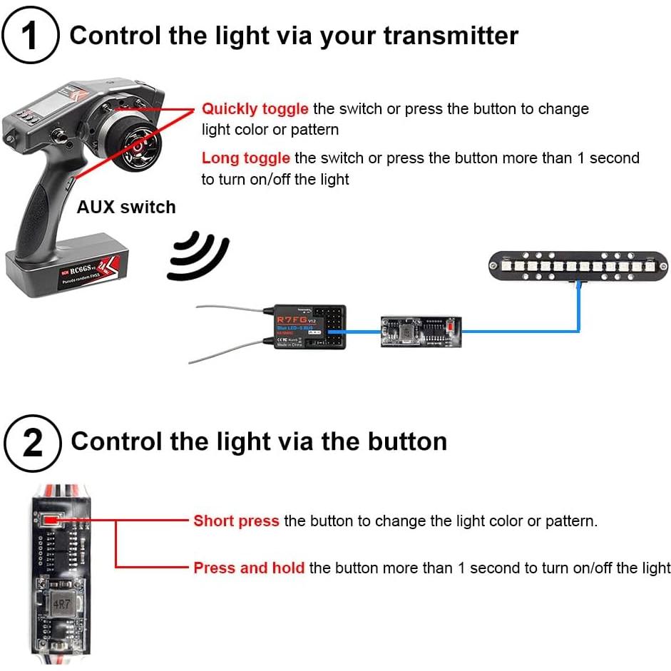Barra de Luz LED Elechawk 100mm para RC Coche Traxxas Tamiya