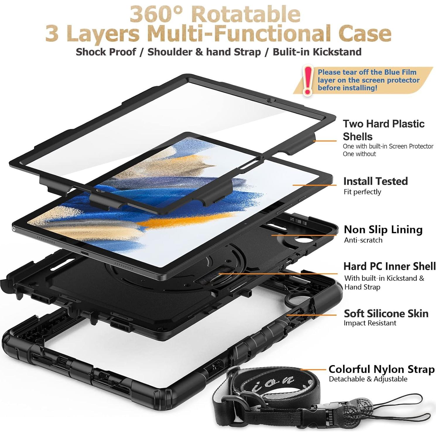 Estuche SEYMAC para Samsung Galaxy Tab A8 10.5" Negro