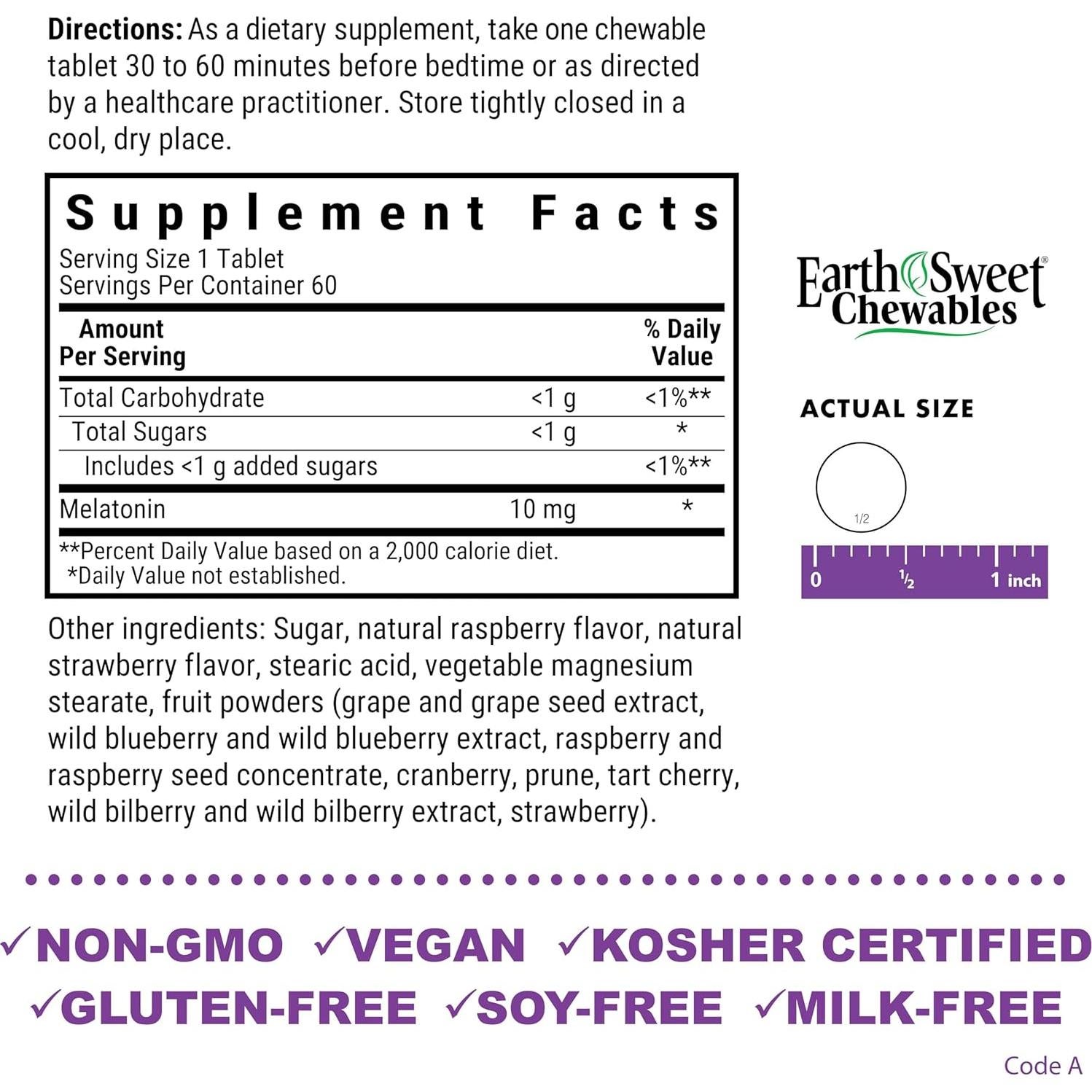 Melatonina Masticable BlueBonnet 10 mg Sabor Frambuesa 60 Tab