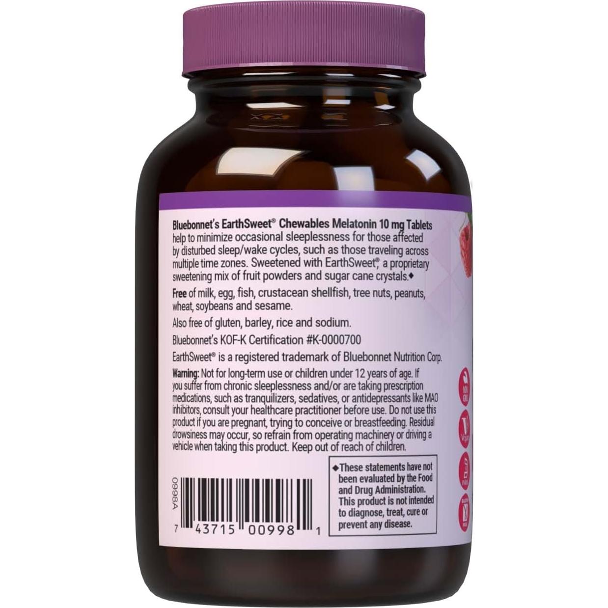 Melatonina Masticable BlueBonnet 10 mg Sabor Frambuesa 60 Tab