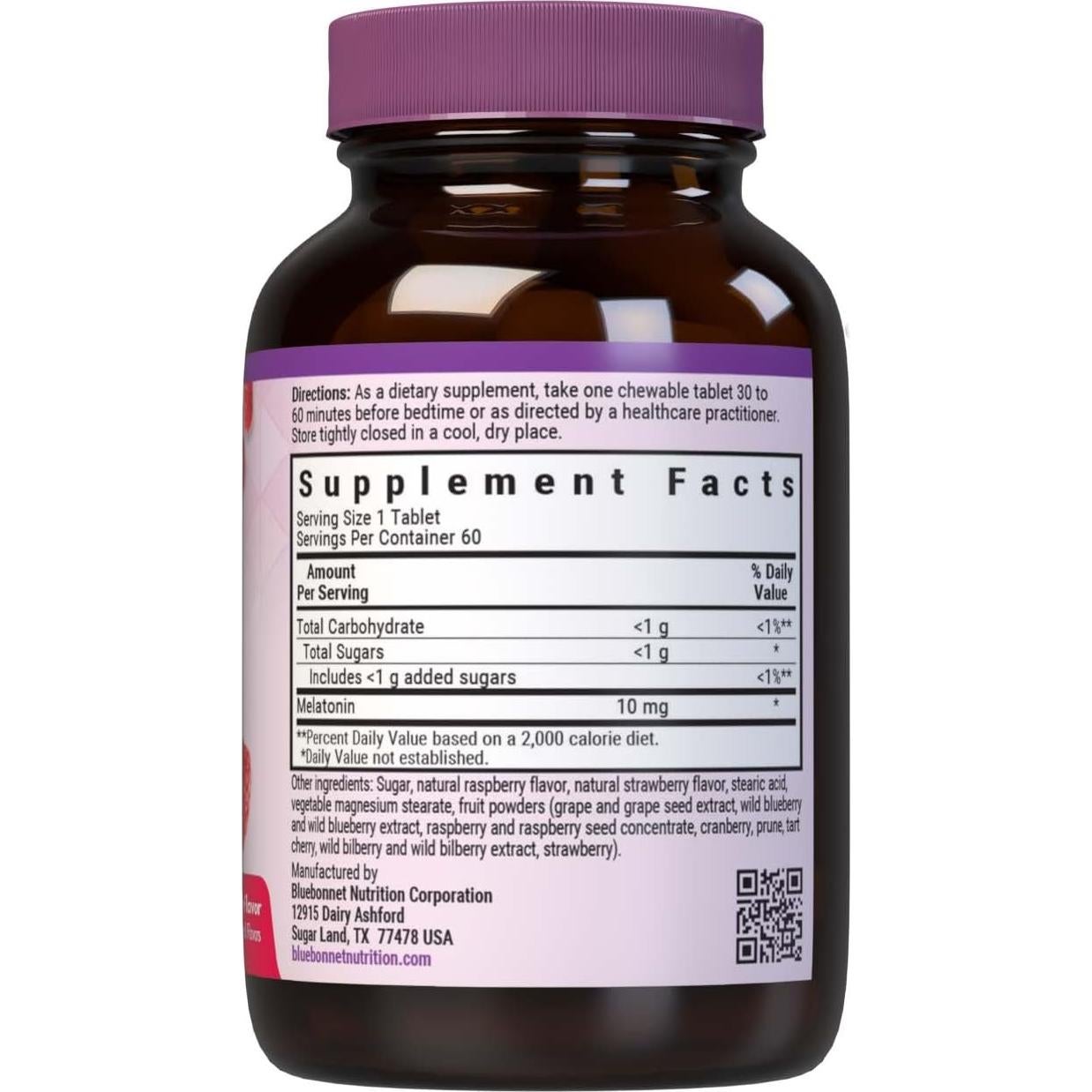 Melatonina Masticable BlueBonnet 10 mg Sabor Frambuesa 60 Tab