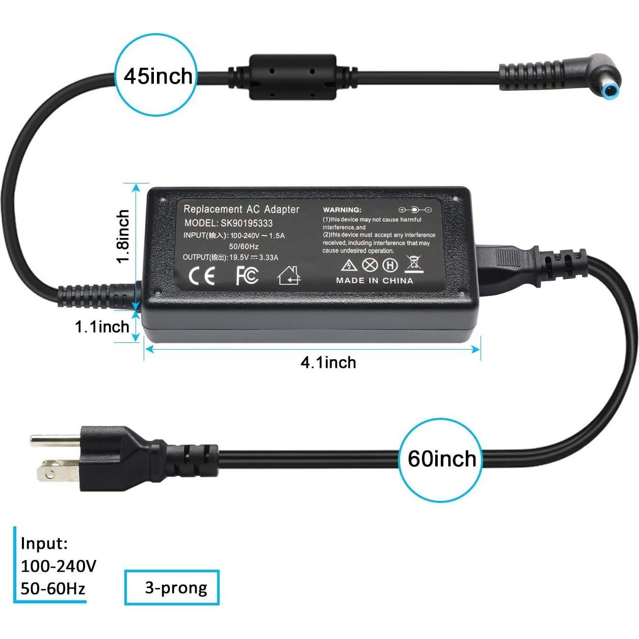 Cargador Laptop 65W HP Modelo 15-ac, 15-af, 15-an, 15-dy