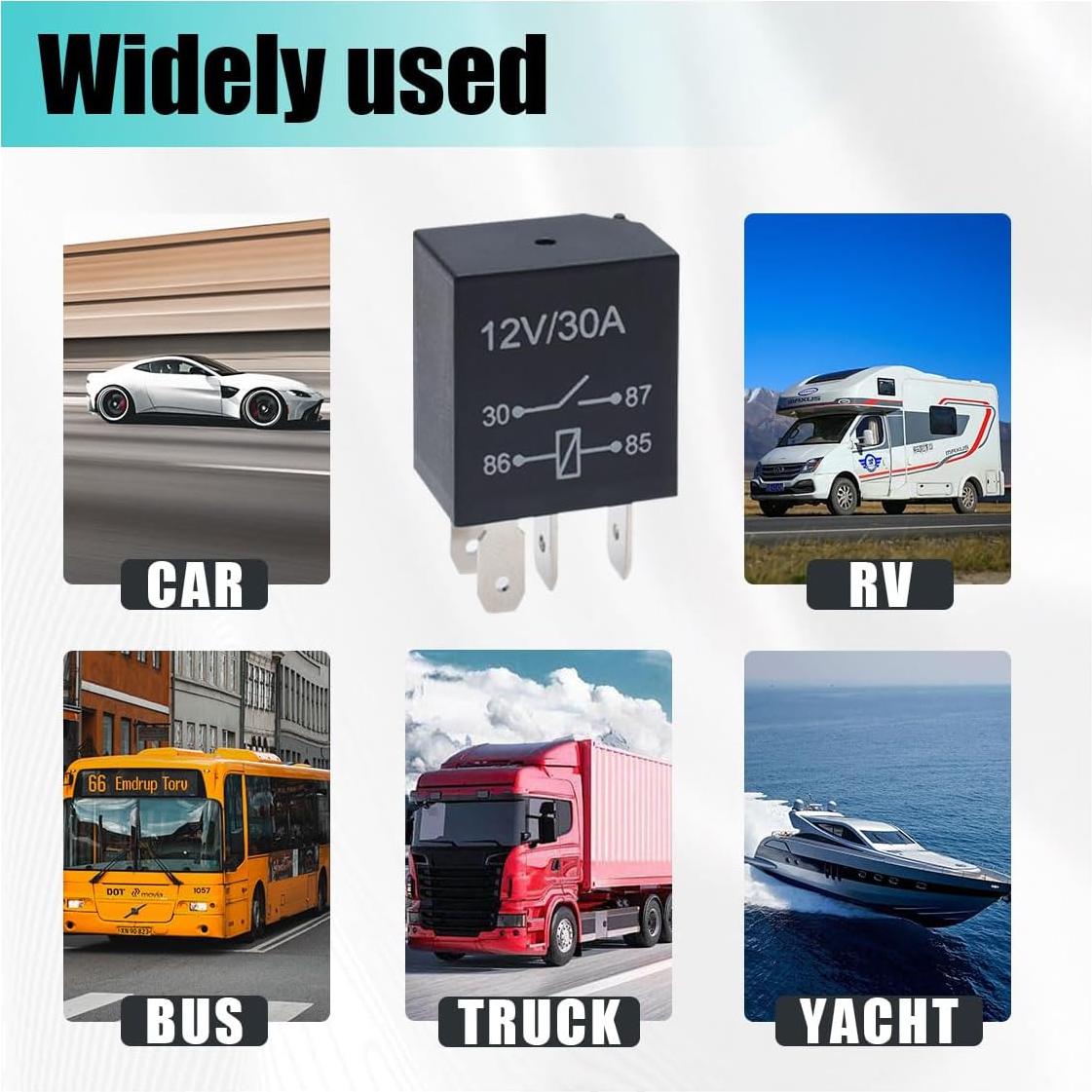 Relé Automotriz 12V 30A JOYCOURT 4 Pines Multiusos