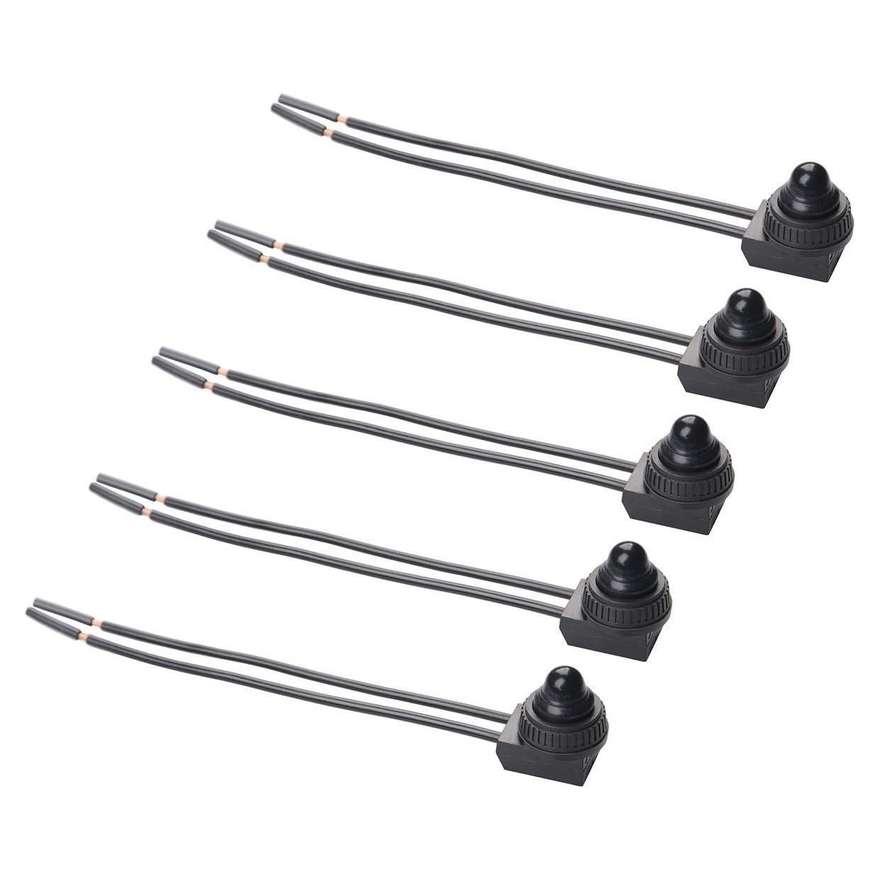 5 Interruptores de Botón Pulsador 12V Quentacy Impermeables