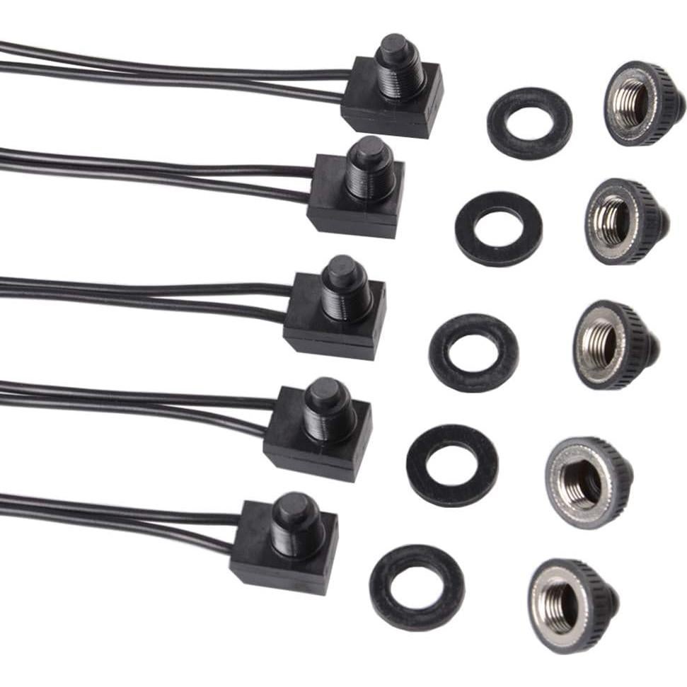 5 Interruptores de Botón Pulsador 12V Quentacy Impermeables