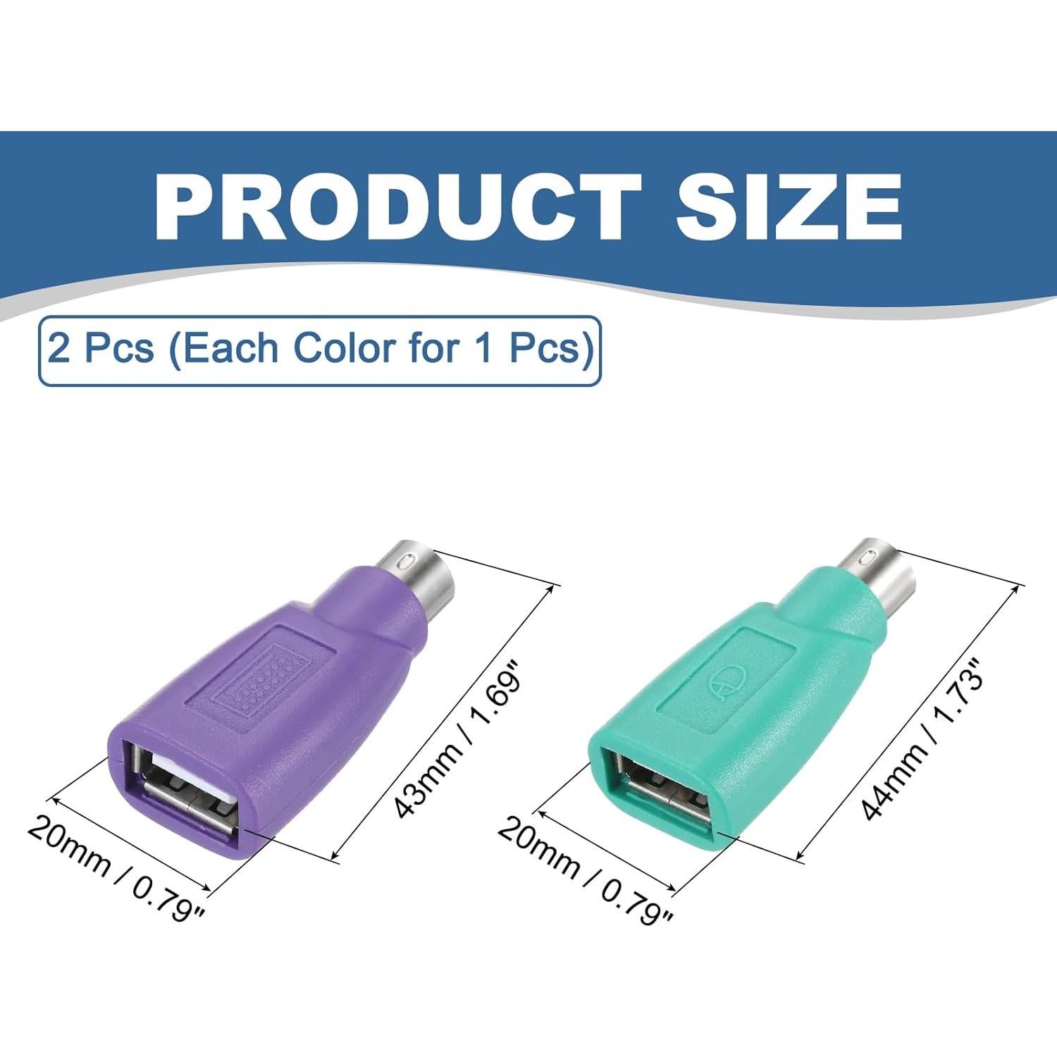 Adaptador PS/2 a USB MECCANIXITY 2 Pcs Verde/Púrpura