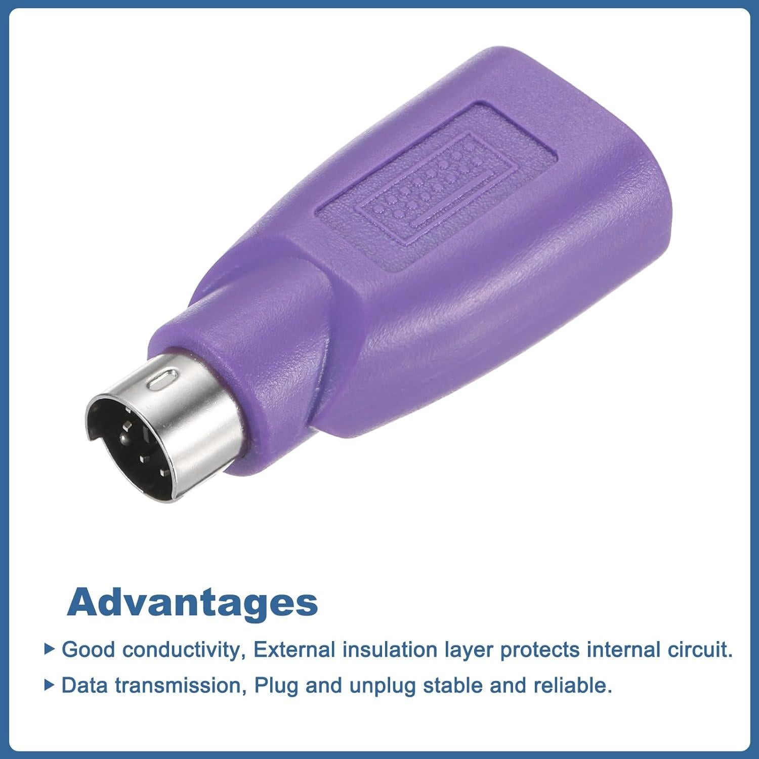 Adaptador PS/2 a USB MECCANIXITY 2 Pcs Verde/Púrpura