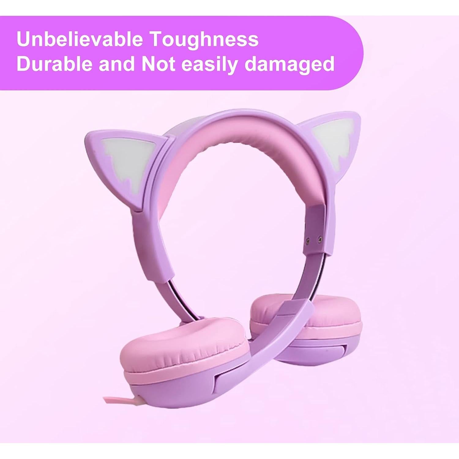 Auriculares para Niños Olyre con Orejas de Gato LED 85dB