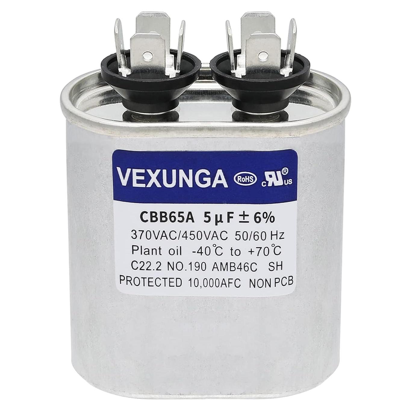 Capacitor Ovalado VEXUNGA 5uF 370/440V CBB65A para AC