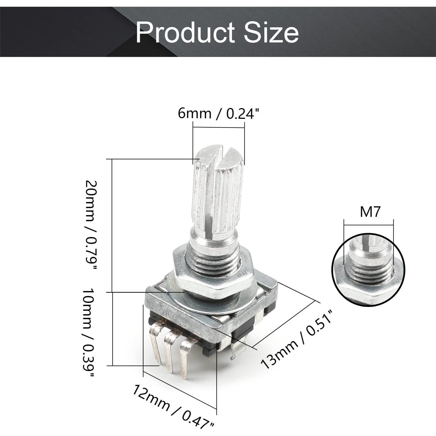 Codificador Rotativo Fielect EC11 5 Pines Eje 20mm 5Pcs