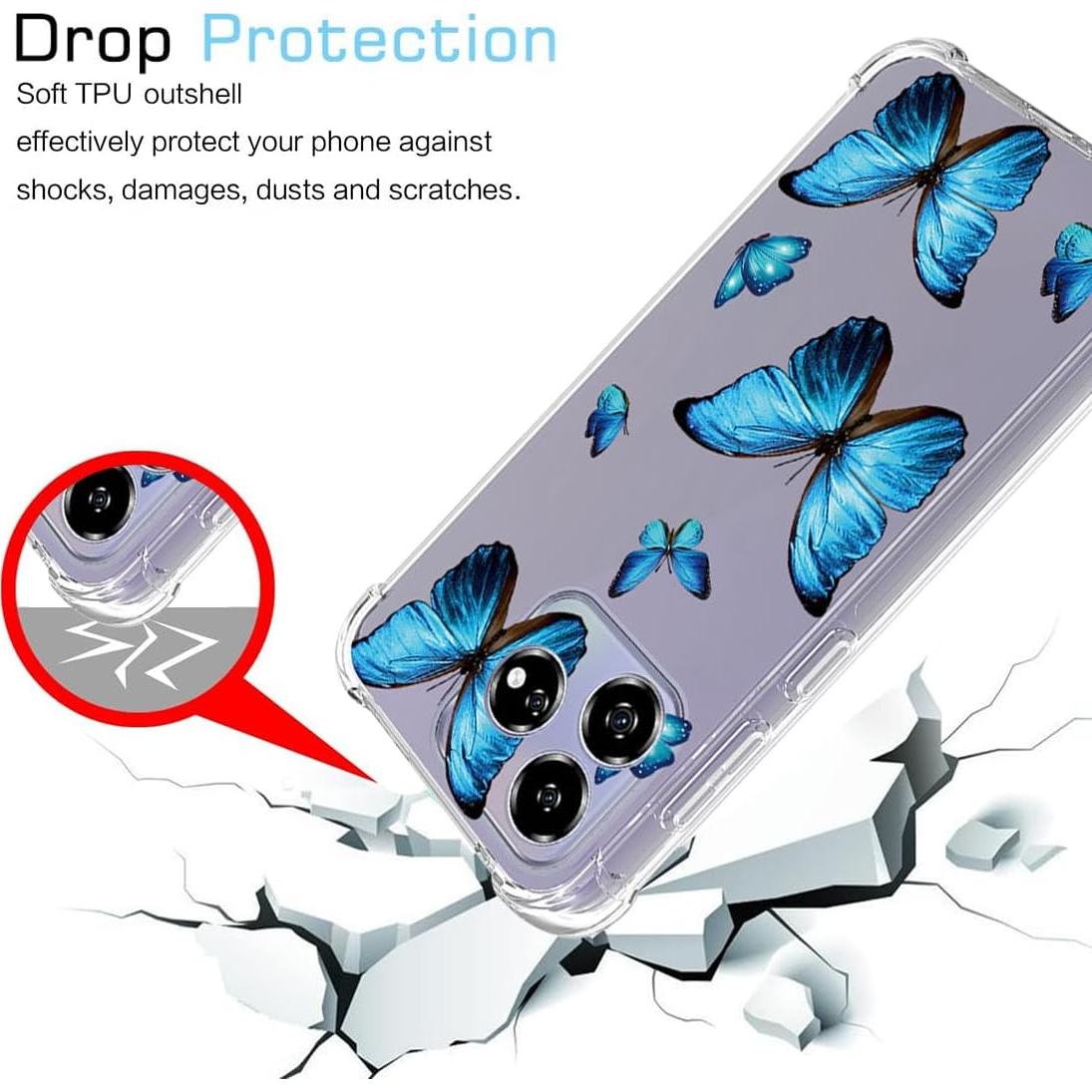 Funda TPU ZTE Blade V60 4G / Axon 60 4G Mariposa Azul