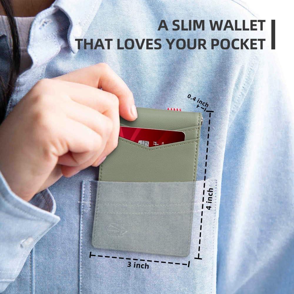 Billetera Slim Zitahli Z-MC01 Verde Bebé con Bloqueo RFID