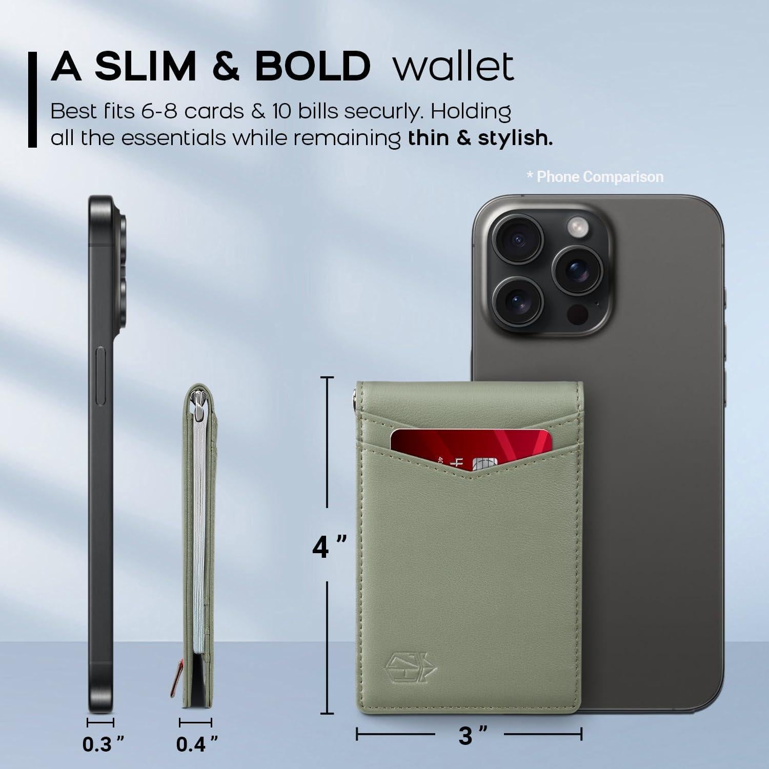 Billetera Slim Zitahli Z-MC01 Verde Bebé con Bloqueo RFID