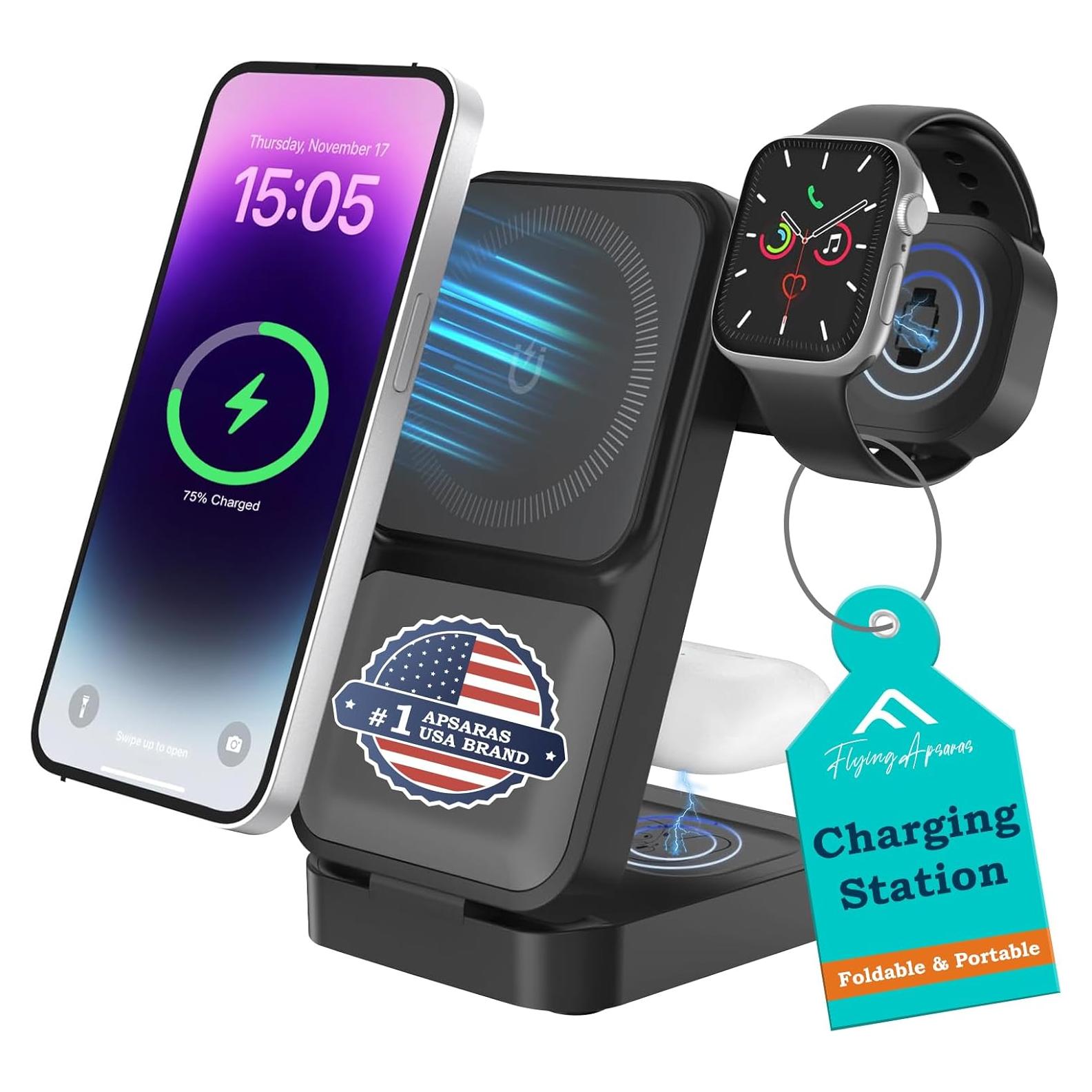 Estación de Carga Inalámbrica 3 en 1 FLYING APSARAS Negro