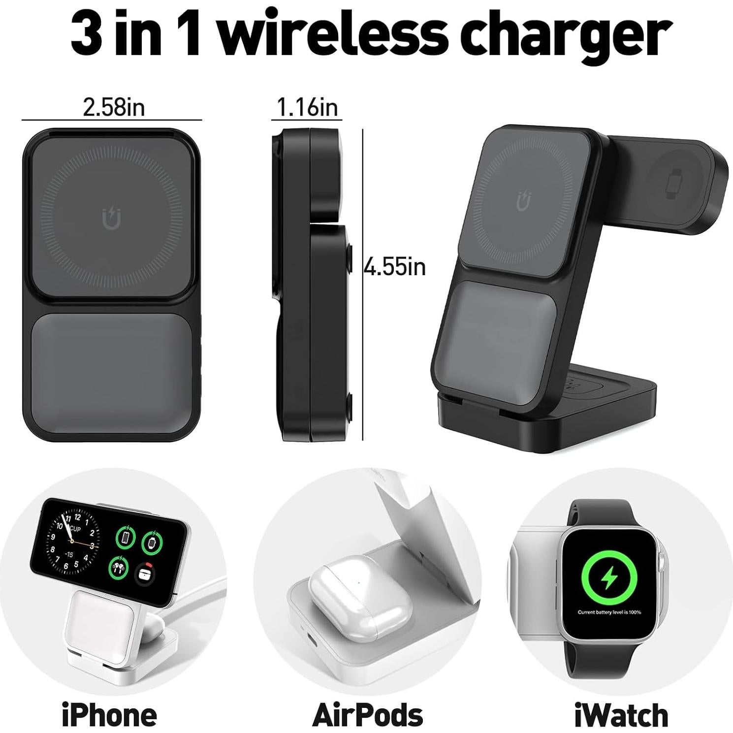 Estación de Carga Inalámbrica 3 en 1 FLYING APSARAS Negro