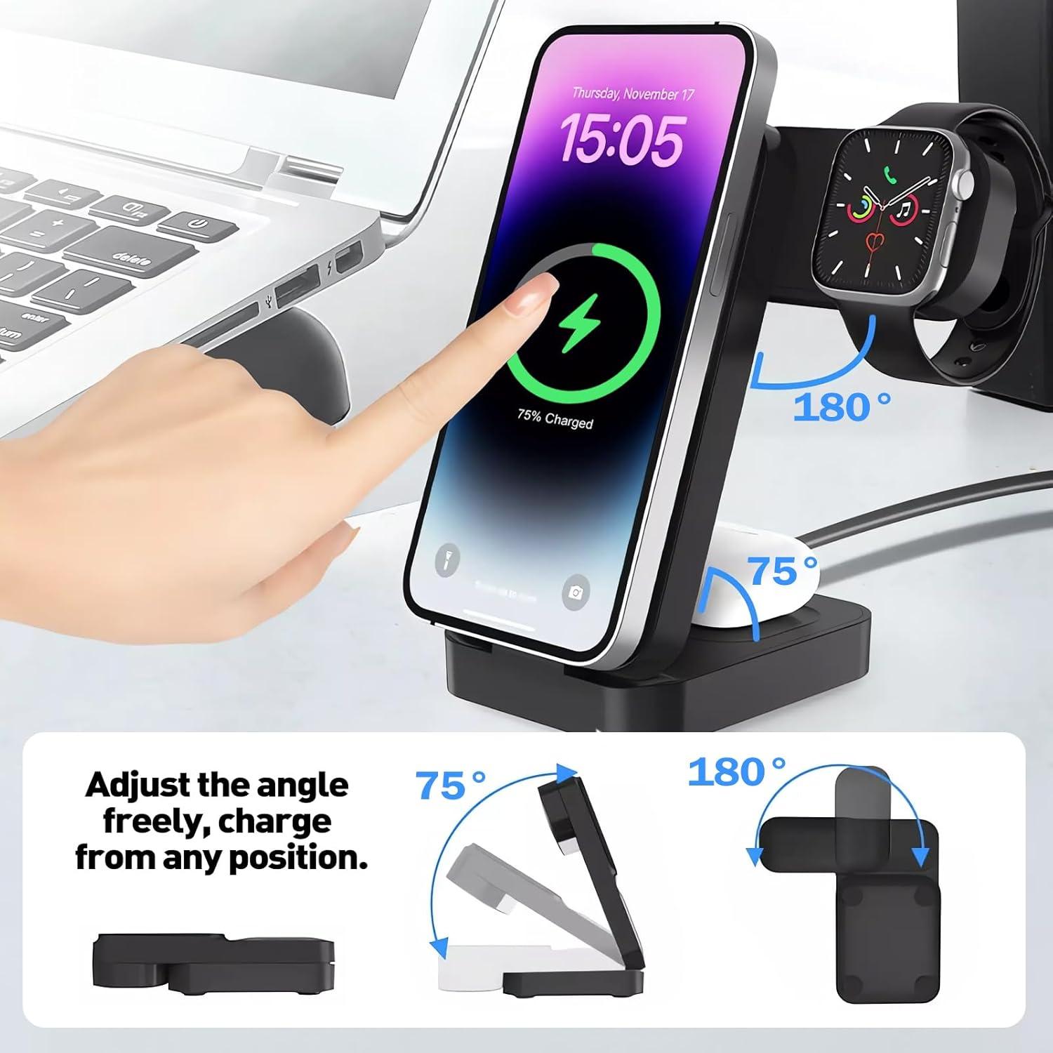 Estación de Carga Inalámbrica 3 en 1 FLYING APSARAS Negro