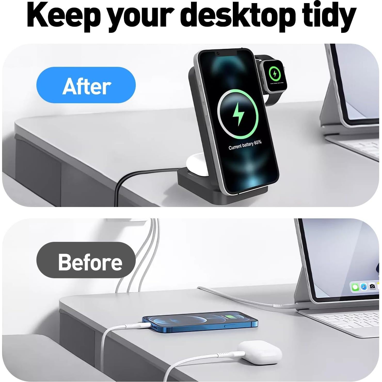 Estación de Carga Inalámbrica 3 en 1 FLYING APSARAS Negro