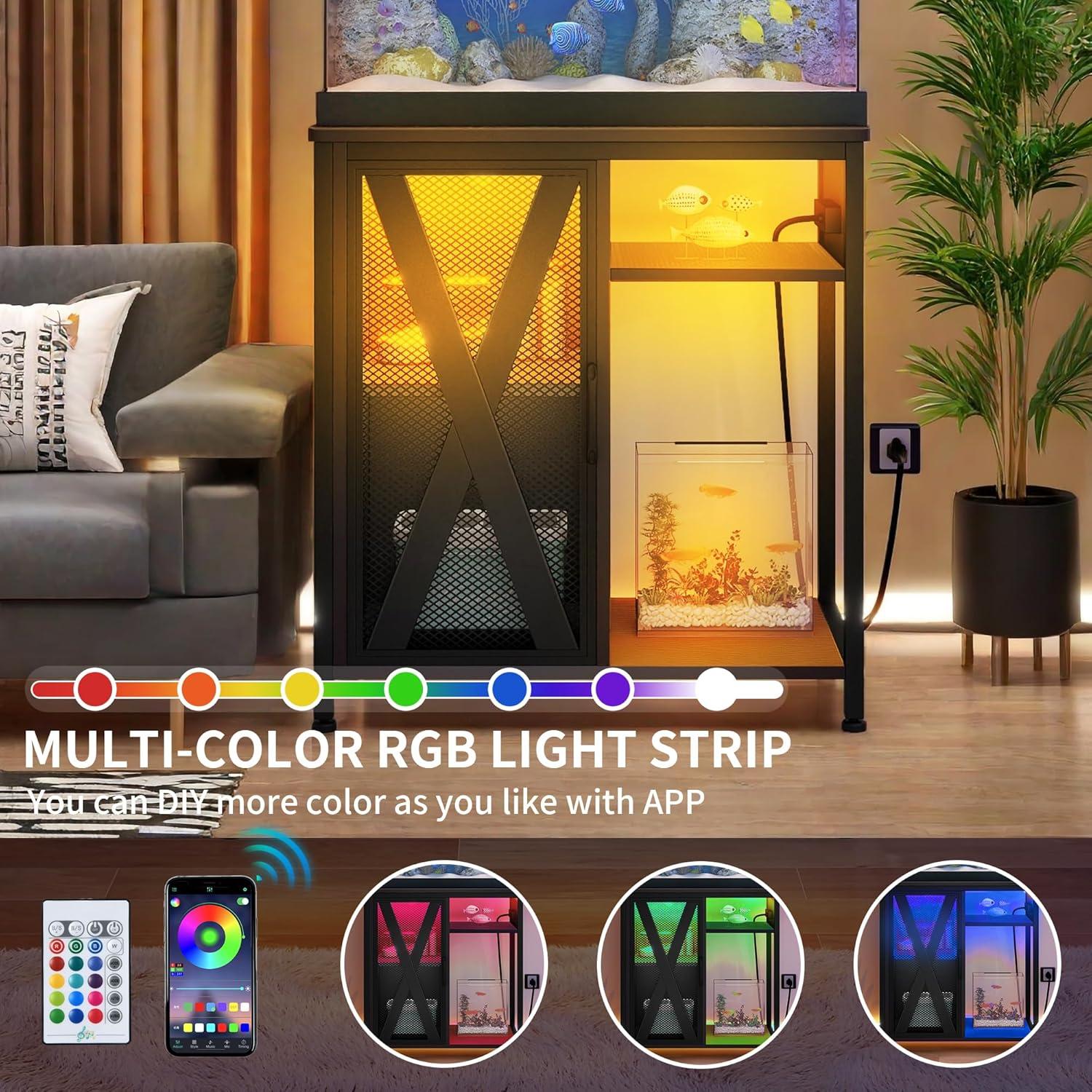 Soporte para Acuario YITAHOME 20-29 Galones con Luz LED RGB