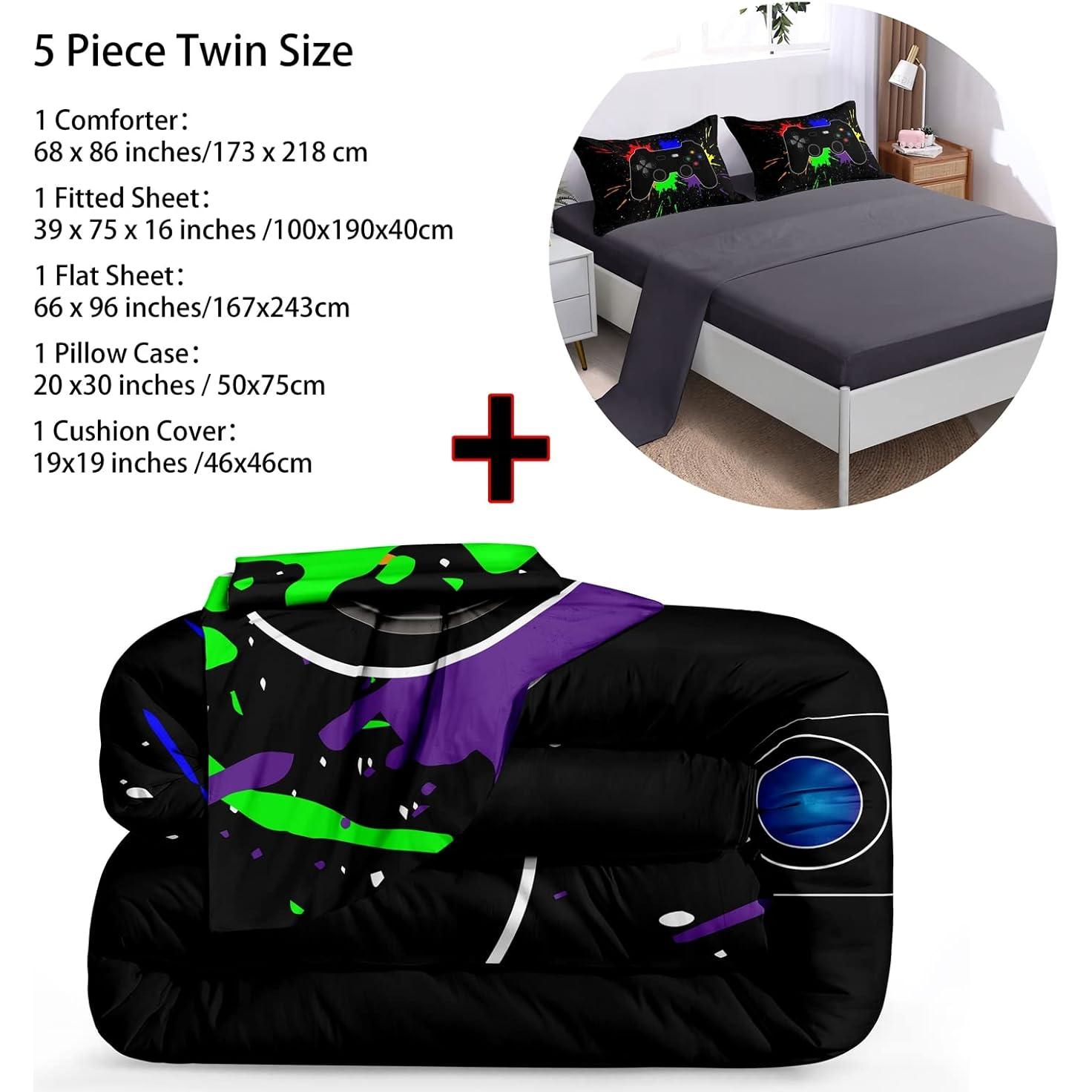 Juego de Edredón Gamer BDUCOK 5 Piezas Individual Microfibra