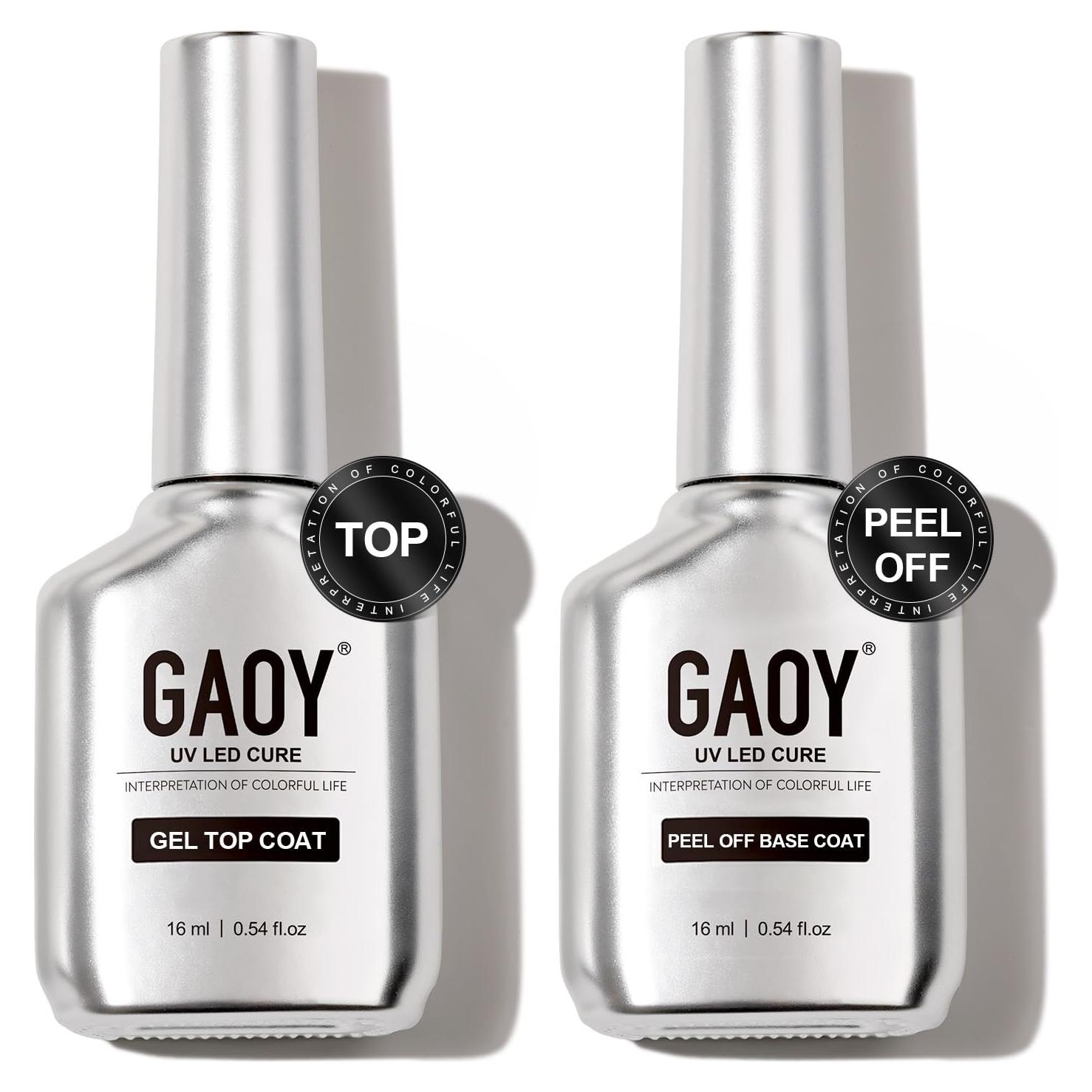 Conjunto Gel Top Coat y Base Coat Peel Off GAOY 16ml 2 Pcs