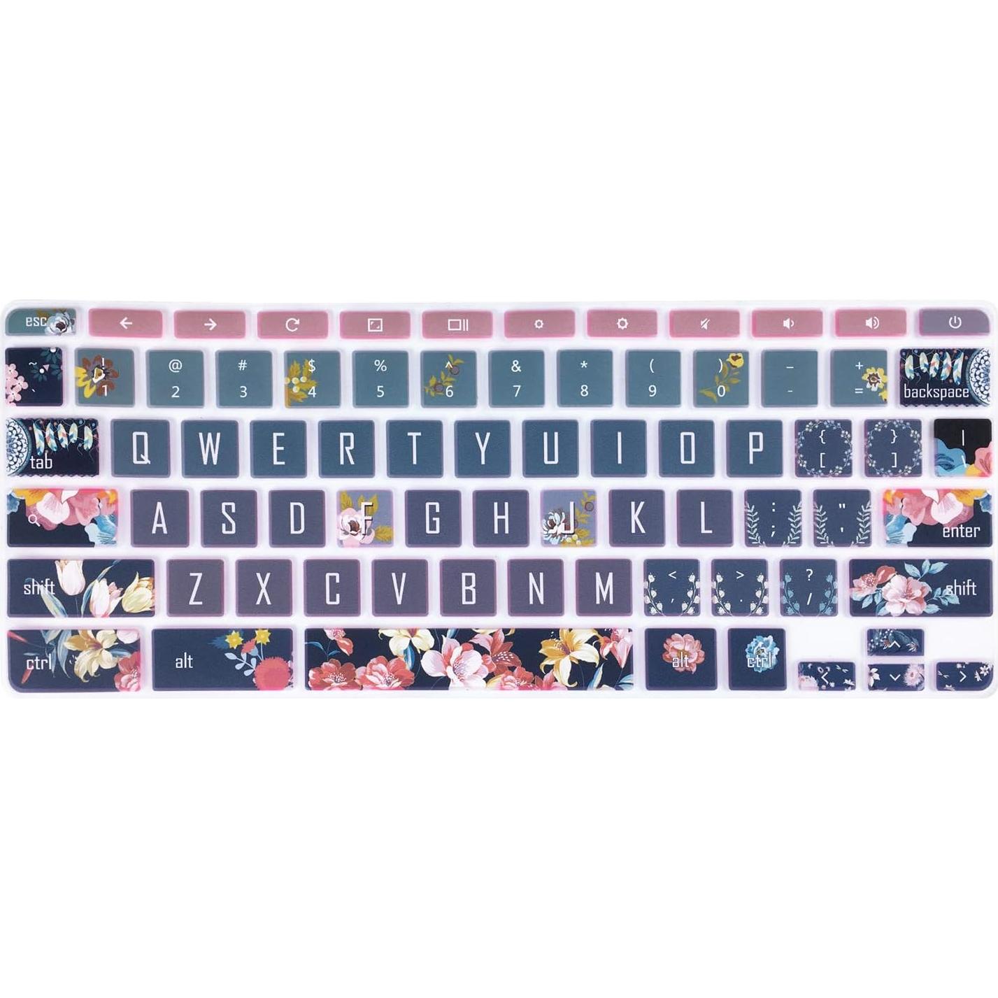 Funda de Teclado Silicona SANFORIN 14" HP Chromebook Flor Roja