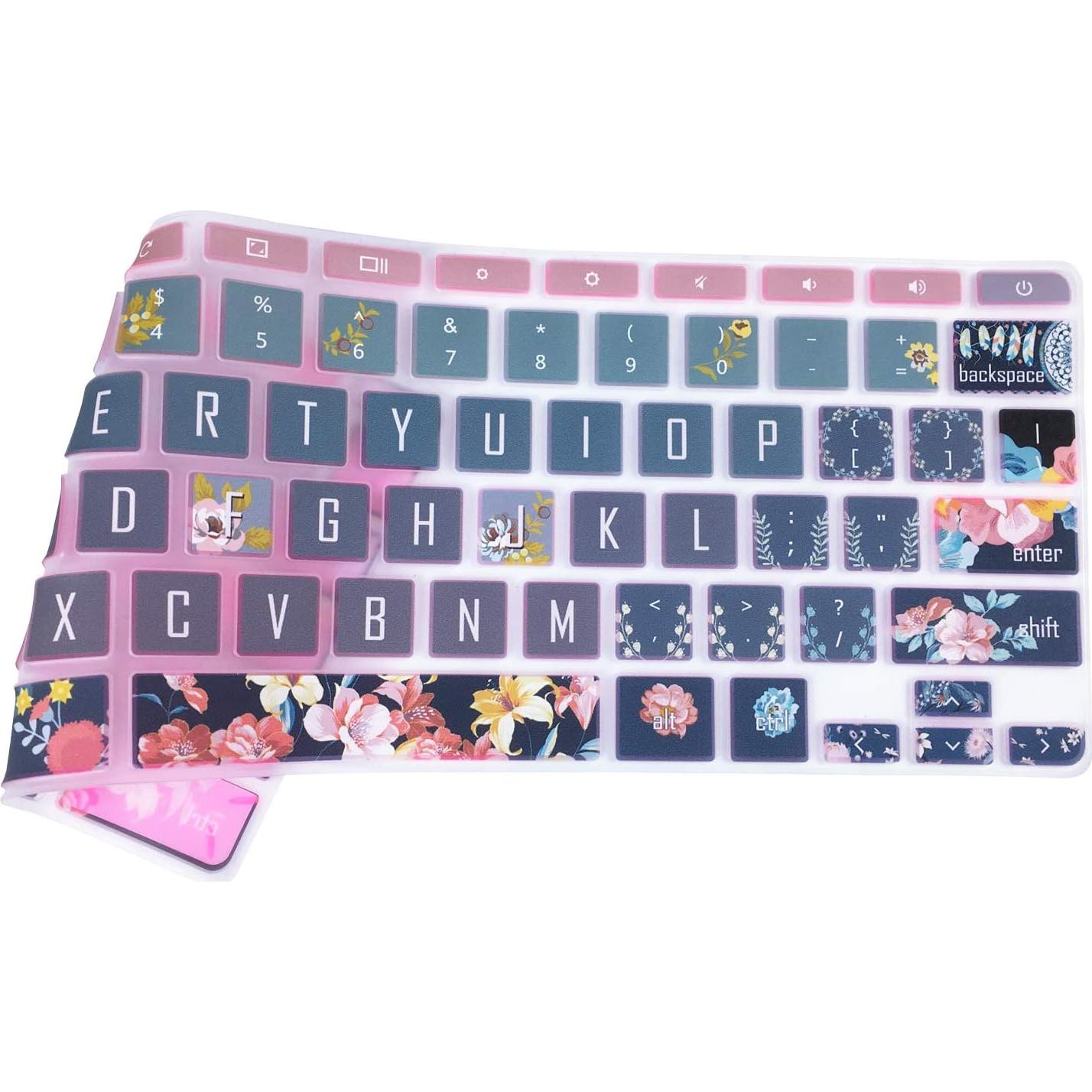 Funda de Teclado Silicona SANFORIN 14" HP Chromebook Flor Roja