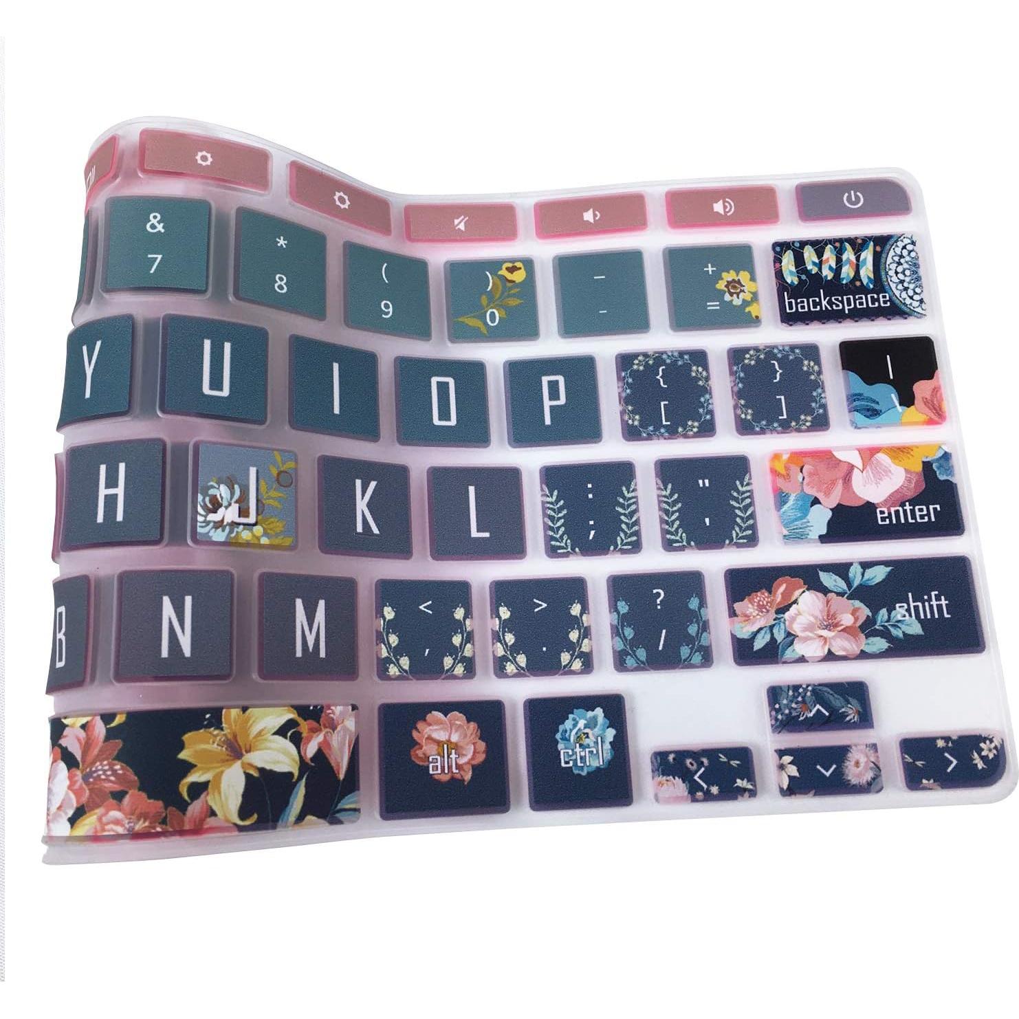 Funda de Teclado Silicona SANFORIN 14" HP Chromebook Flor Roja