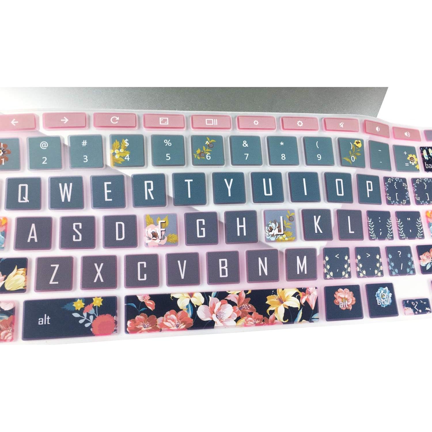 Funda de Teclado Silicona SANFORIN 14" HP Chromebook Flor Roja