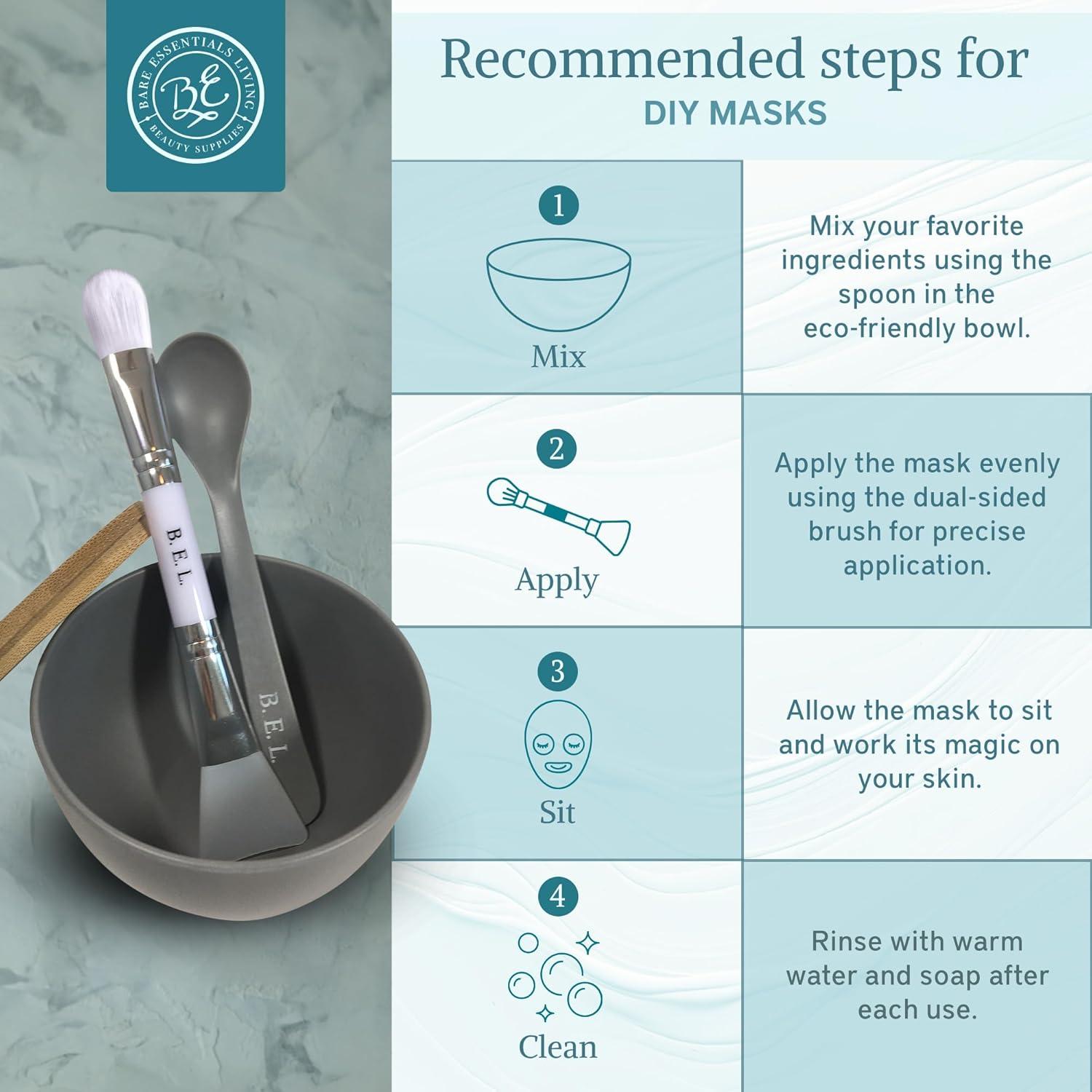 Juego de Tazones para Mezclar Mascarilla Facial Bare Essentials - Floral Azul