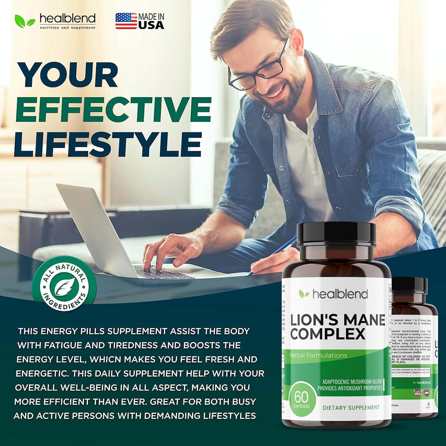 Cápsulas de Champiñón Melena de León Healblend - 60 Unidades