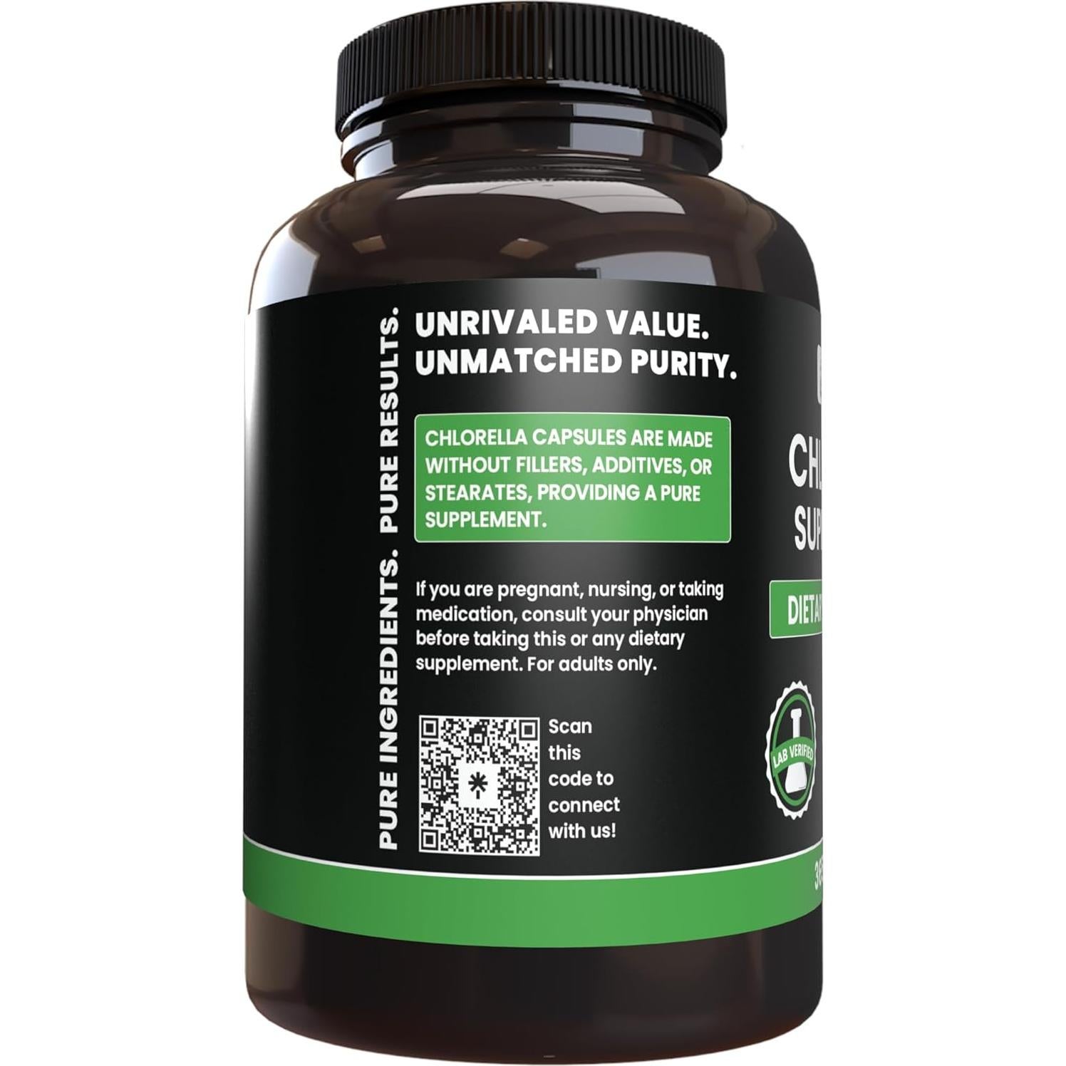 Cápsulas de Chlorella Puras 365 Unidades Ingredientes Orgánicos