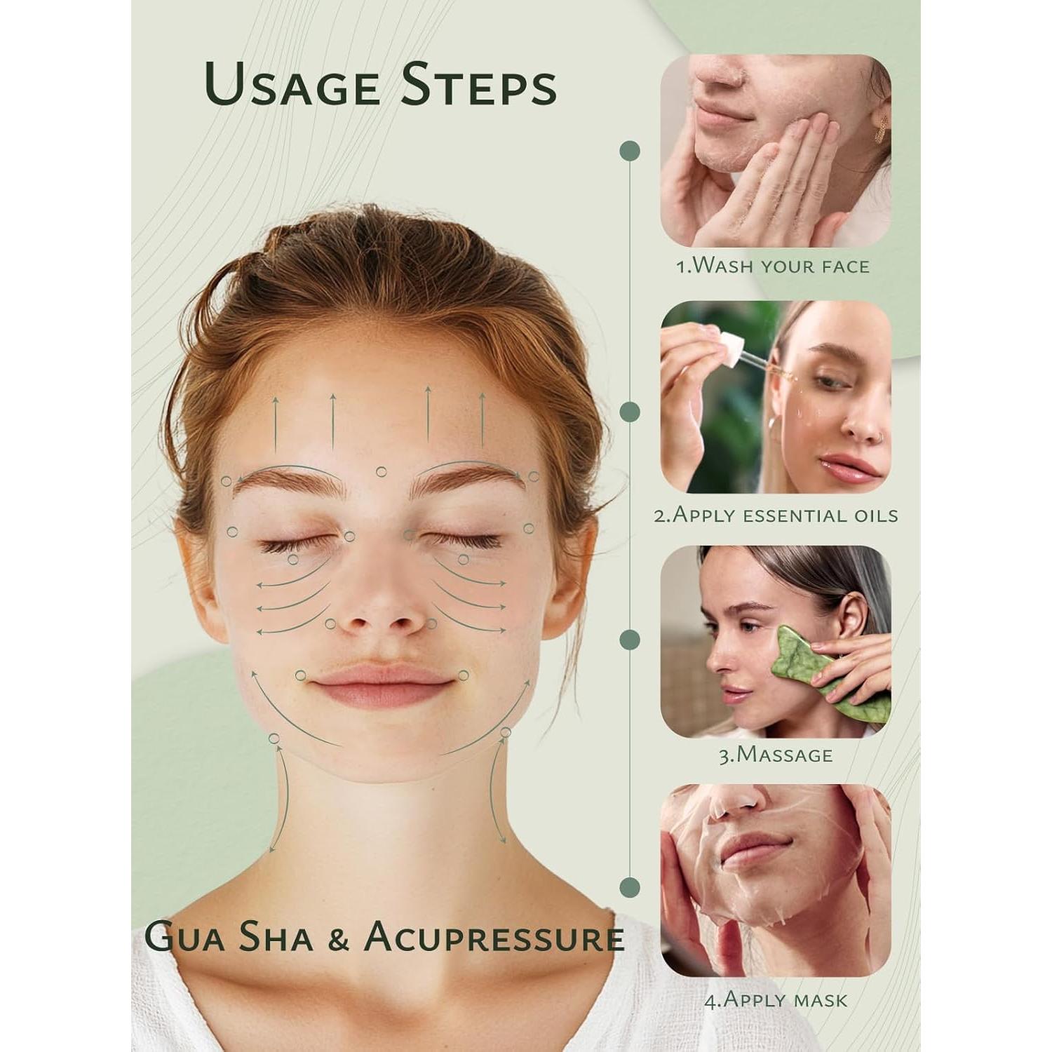 Herramienta Facial Gua Sha Rena Chris Jade Natural 17.8cm