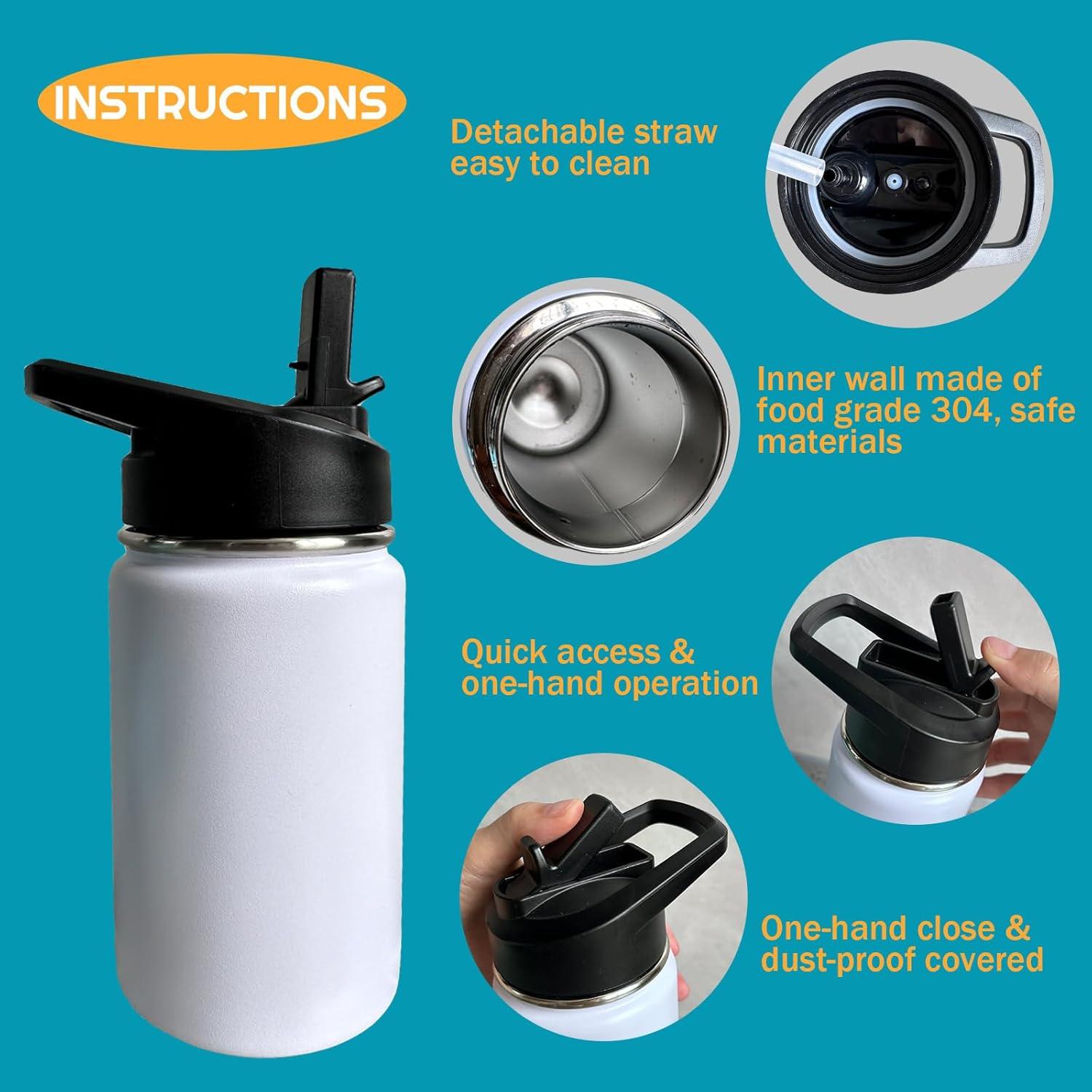 Botella de Agua para Niños XDMXY 12oz Acero Inoxidable Aislada