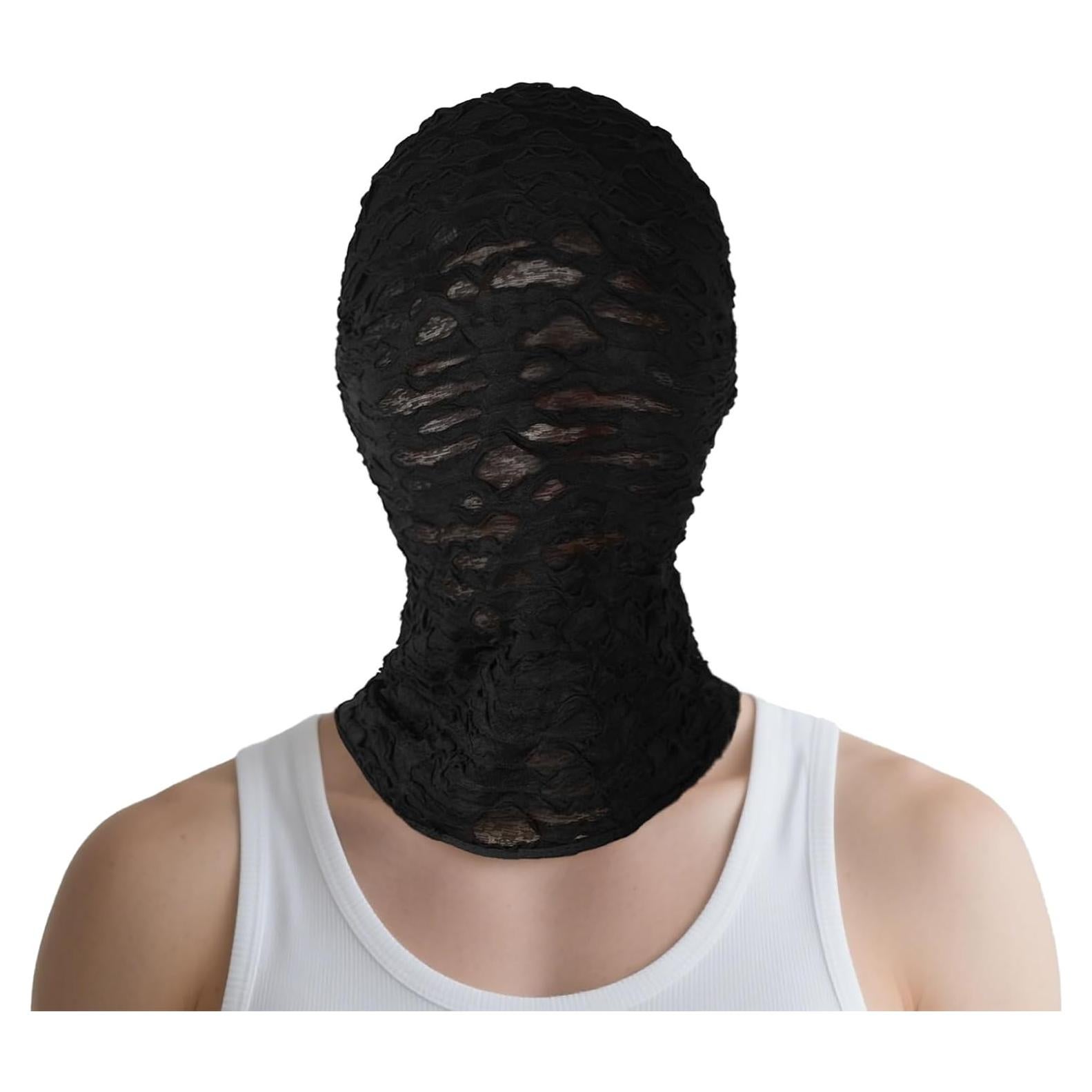 Máscara de encaje completa gótica negra para Halloween adulto