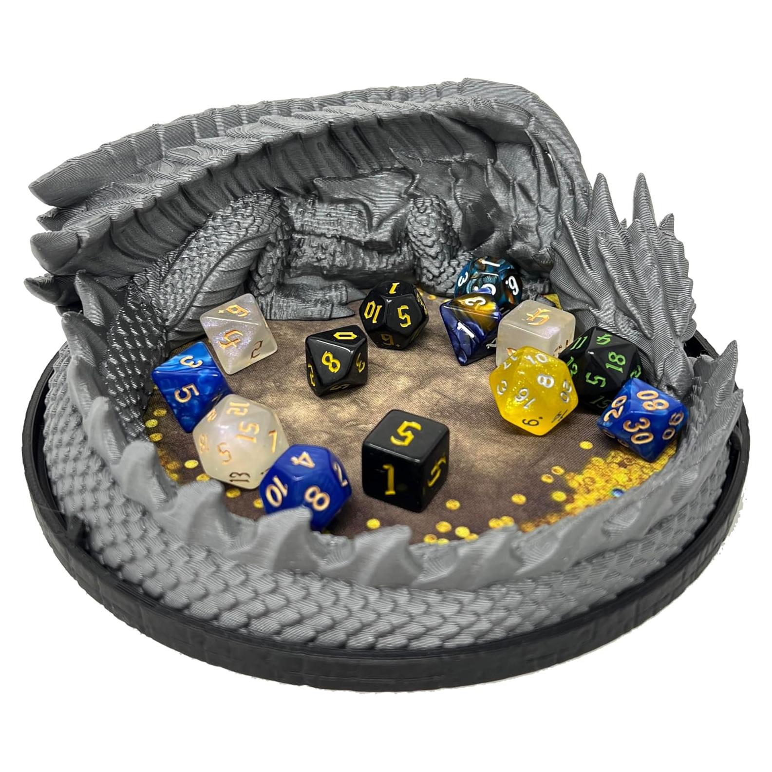 Bandeja de Dados MunnyGrubbers V2 Plata con 7 Dados D20