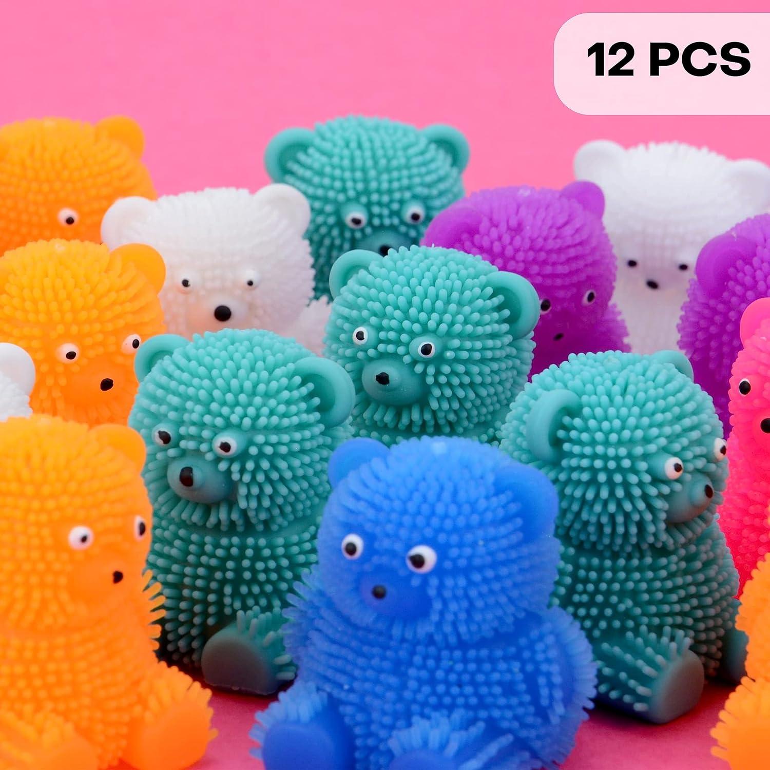 Set de 12 Juguetes Squishy Ositos Puffers 44 mm - Alivio Estrés