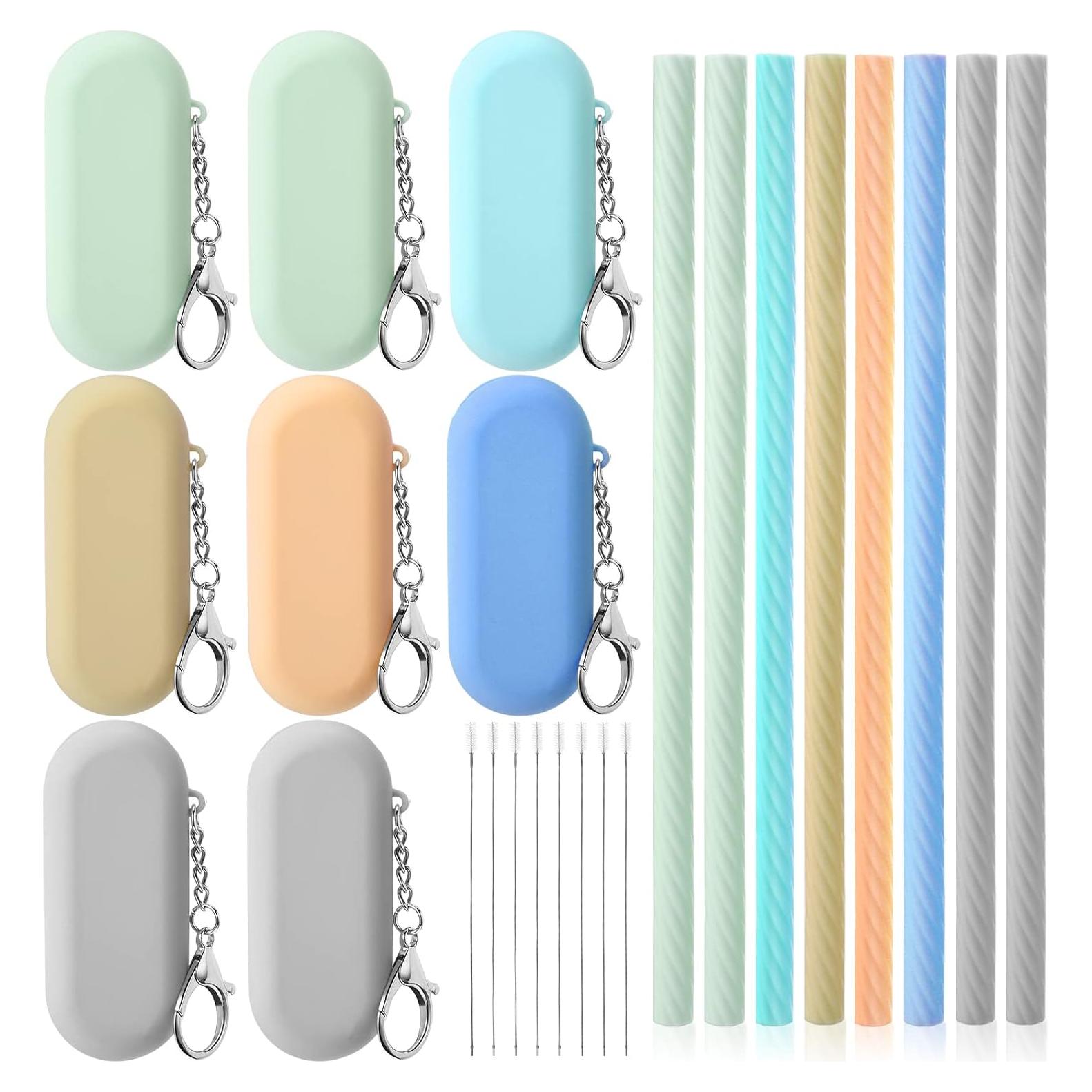 Pajitas de Silicona Reutilizables Meanplan - 8 Piezas con Estuche