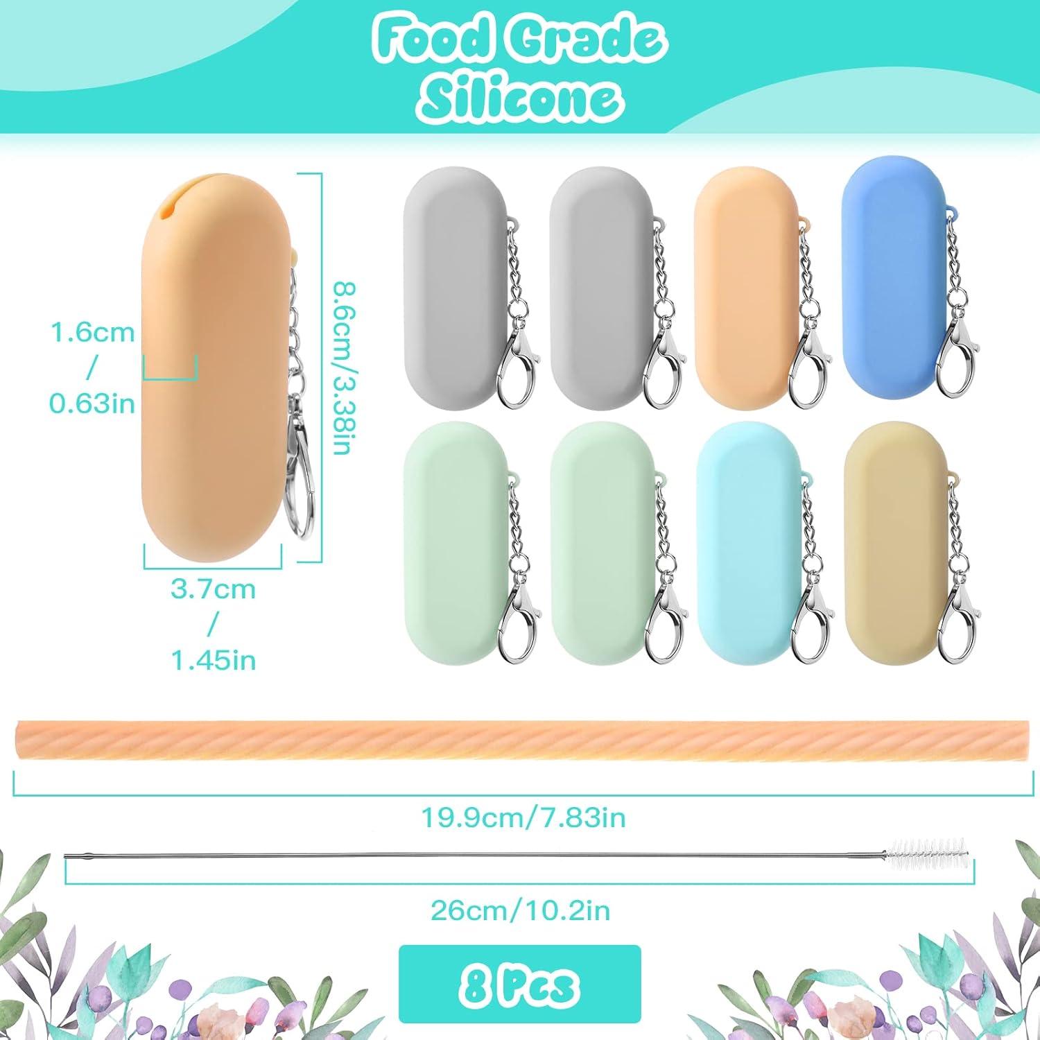 Pajitas de Silicona Reutilizables Meanplan - 8 Piezas con Estuche