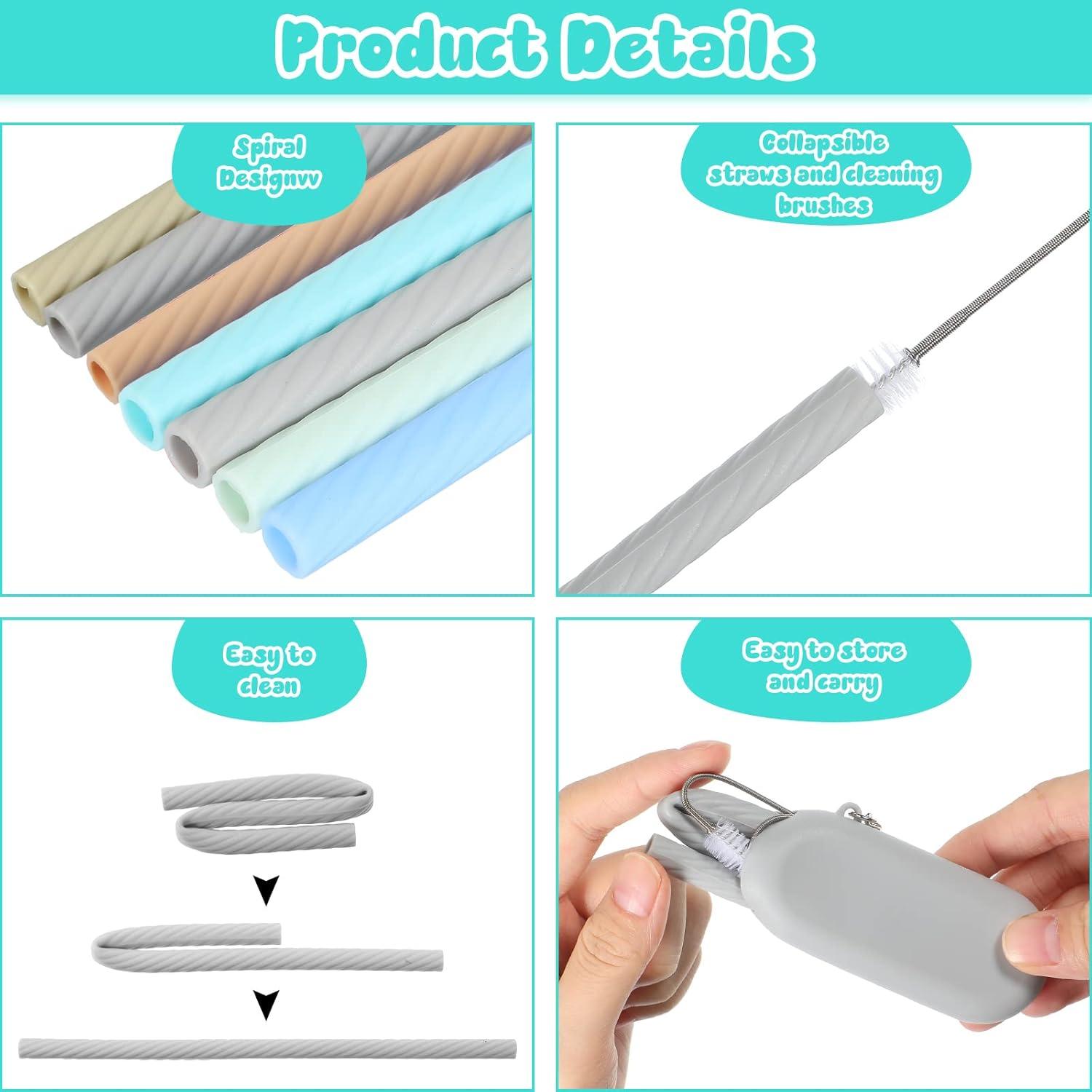 Pajitas de Silicona Reutilizables Meanplan - 8 Piezas con Estuche