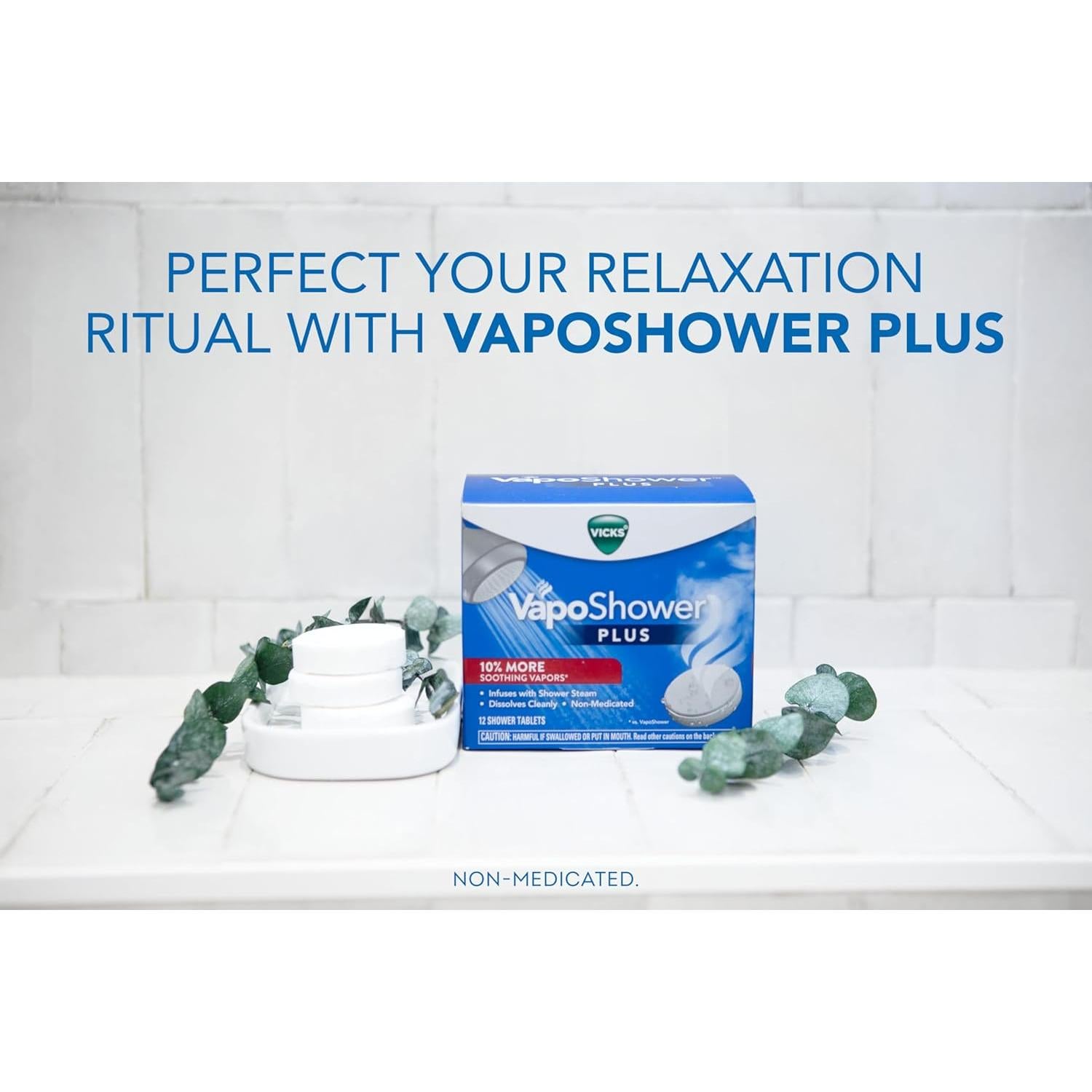 Pastillas de Vapor Vicks VapoShower Plus Eucalipto 12 unidades