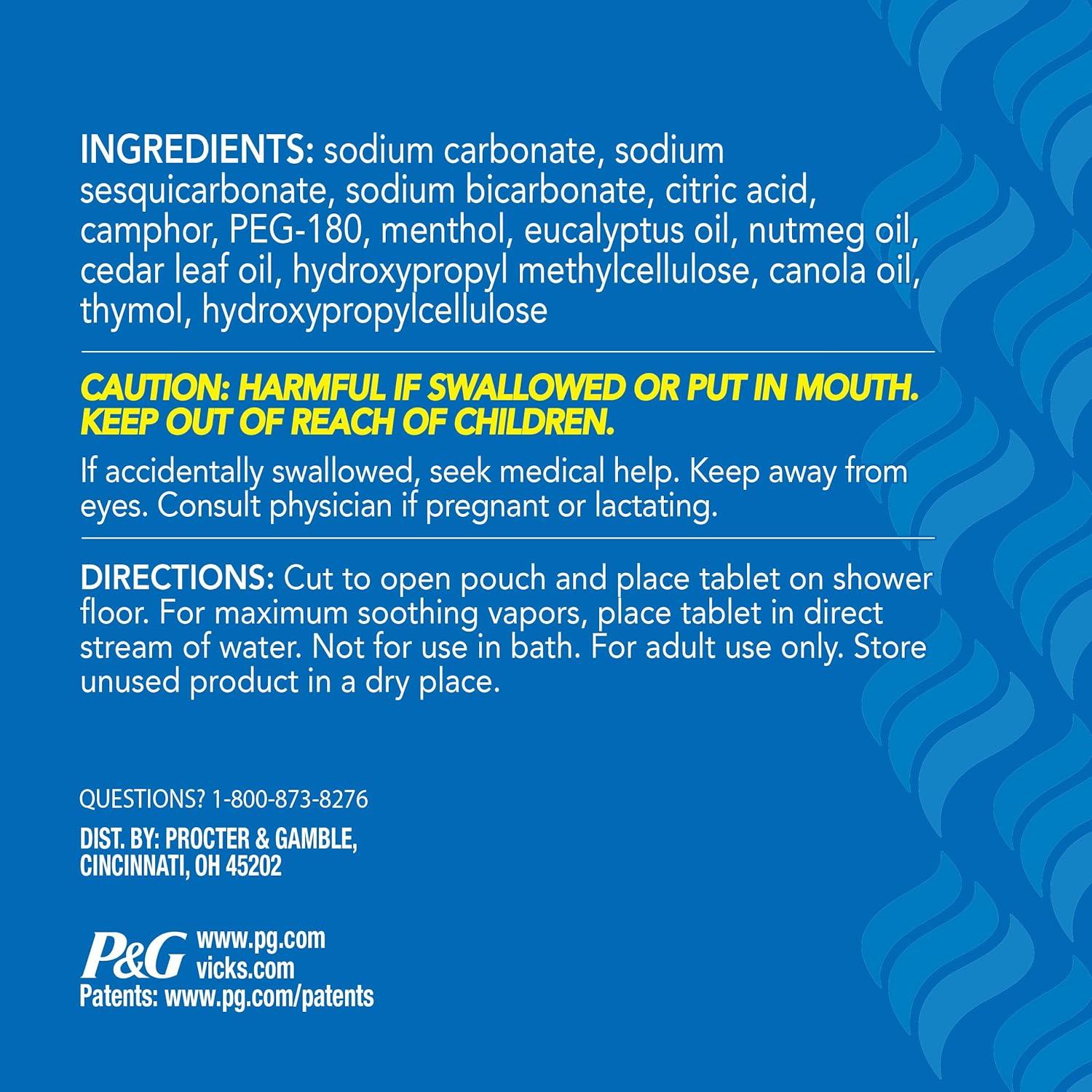 Pastillas de Vapor Vicks VapoShower Plus Eucalipto 12 unidades