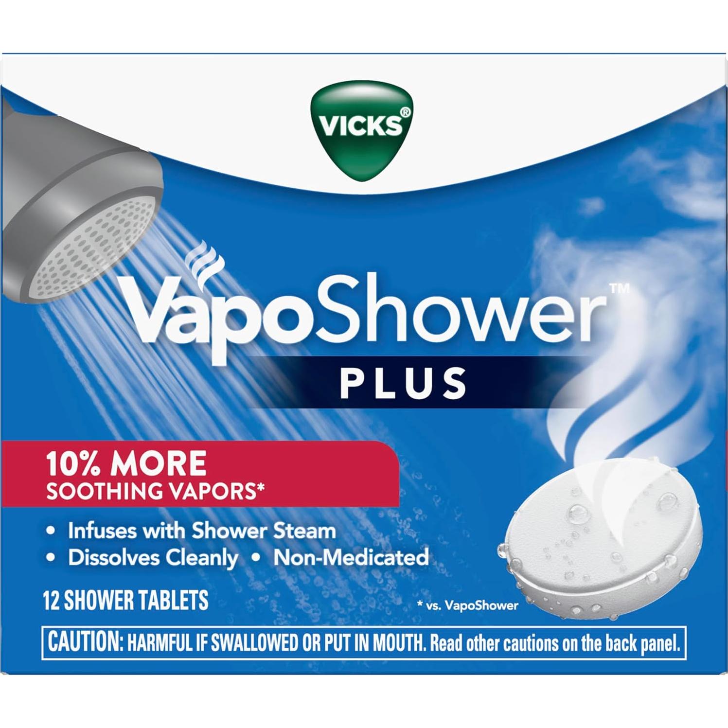 Pastillas de Vapor Vicks VapoShower Plus Eucalipto 12 unidades