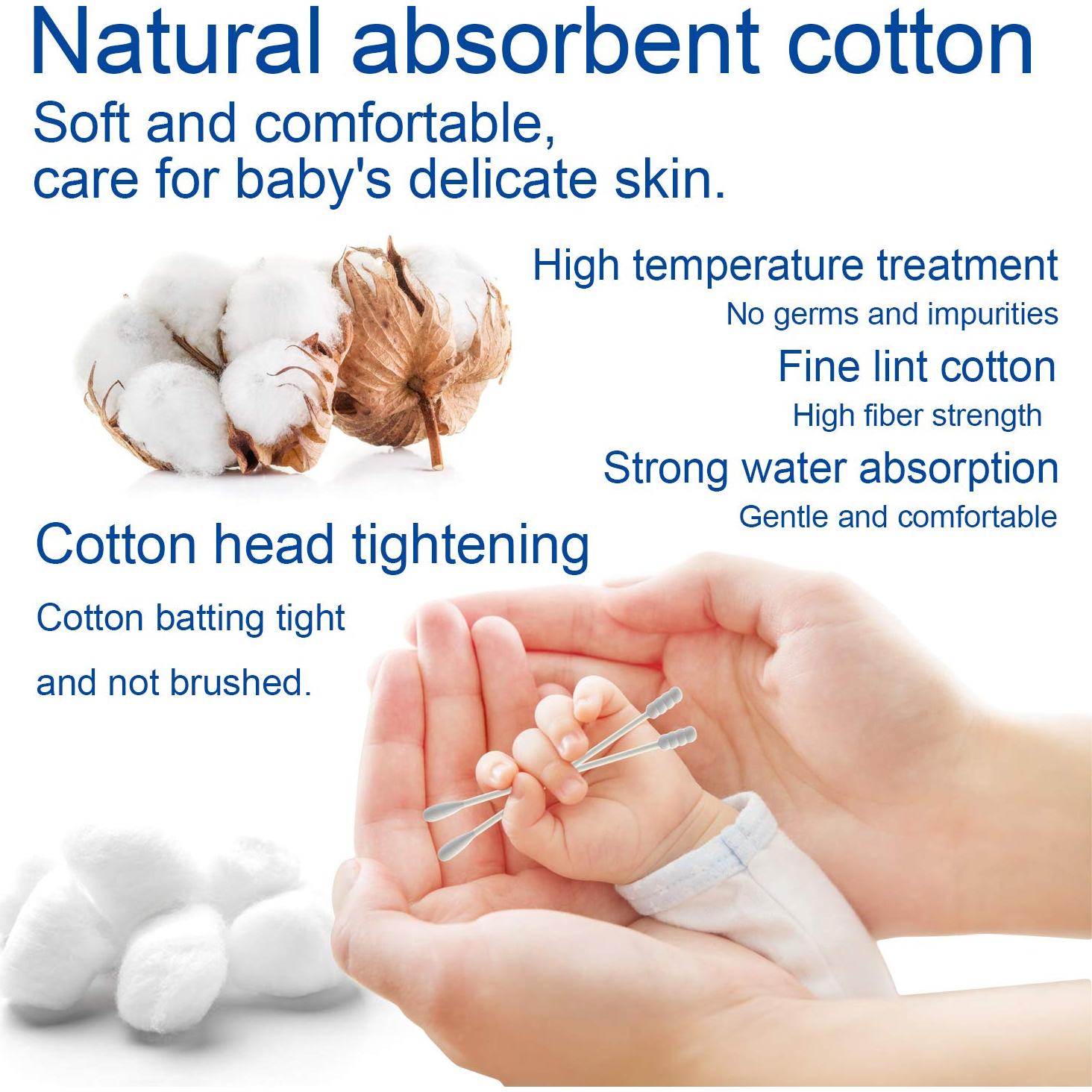 Hisopos de Algodón para Bebés Aurasin 200 Pcs Espiral y Redondos