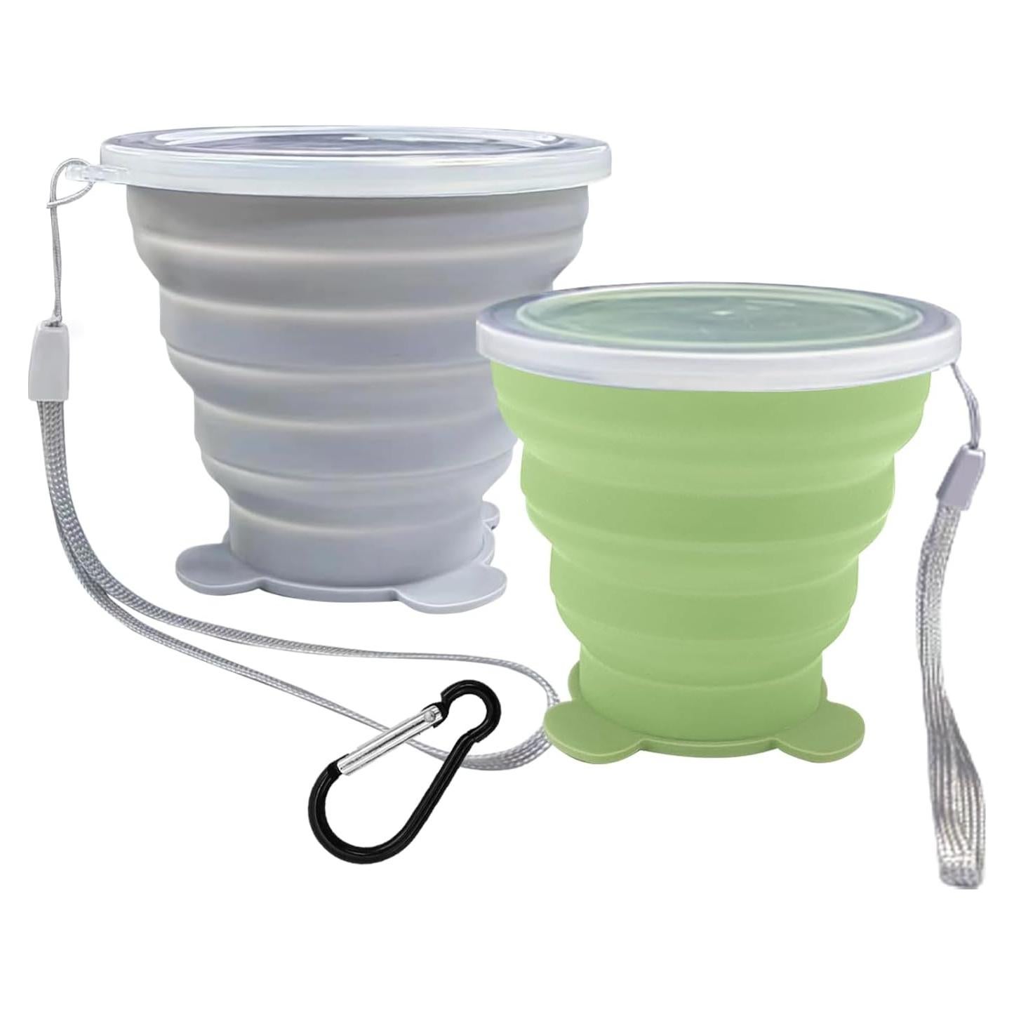 Tazas Plegables de Silicona Nintora-C 180ml - 2 Pcs Gris y Verde
